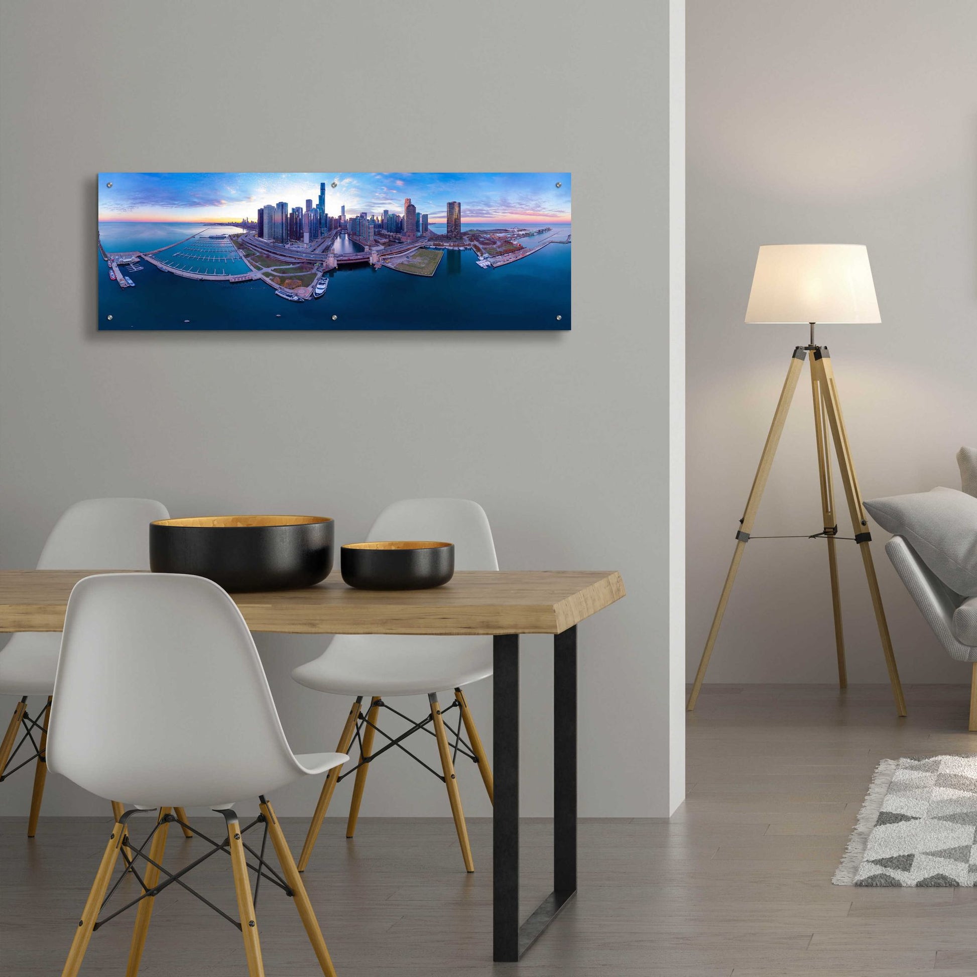 Epic Art 'Cotton Candy Sunset in Chicago' by Epic Portfolio, Acrylic Glass Wall Art,48x16