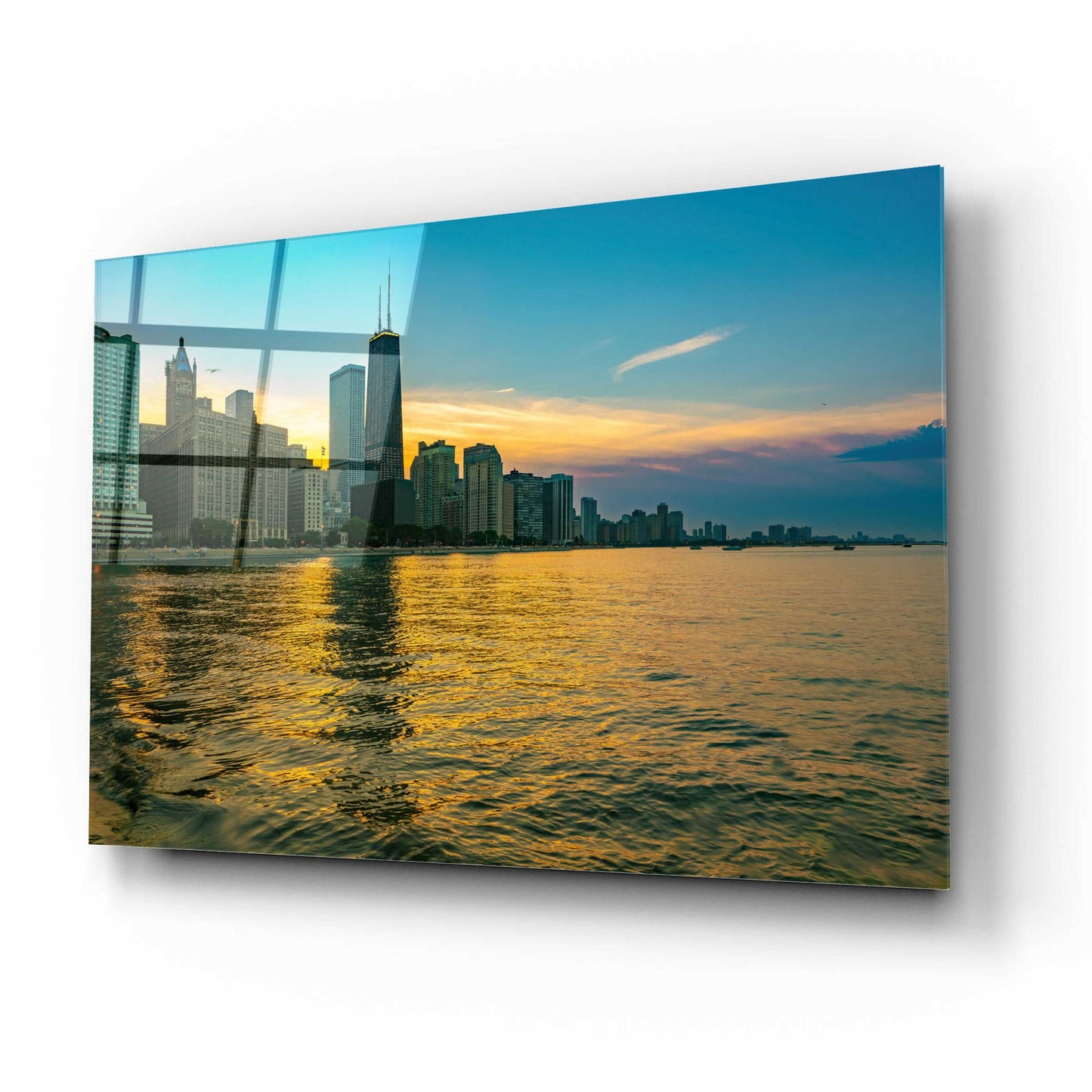 Epic Art 'AMazign Sunset in Chicago' by Epic Portfolio, Acrylic Glass Wall Art,16x12