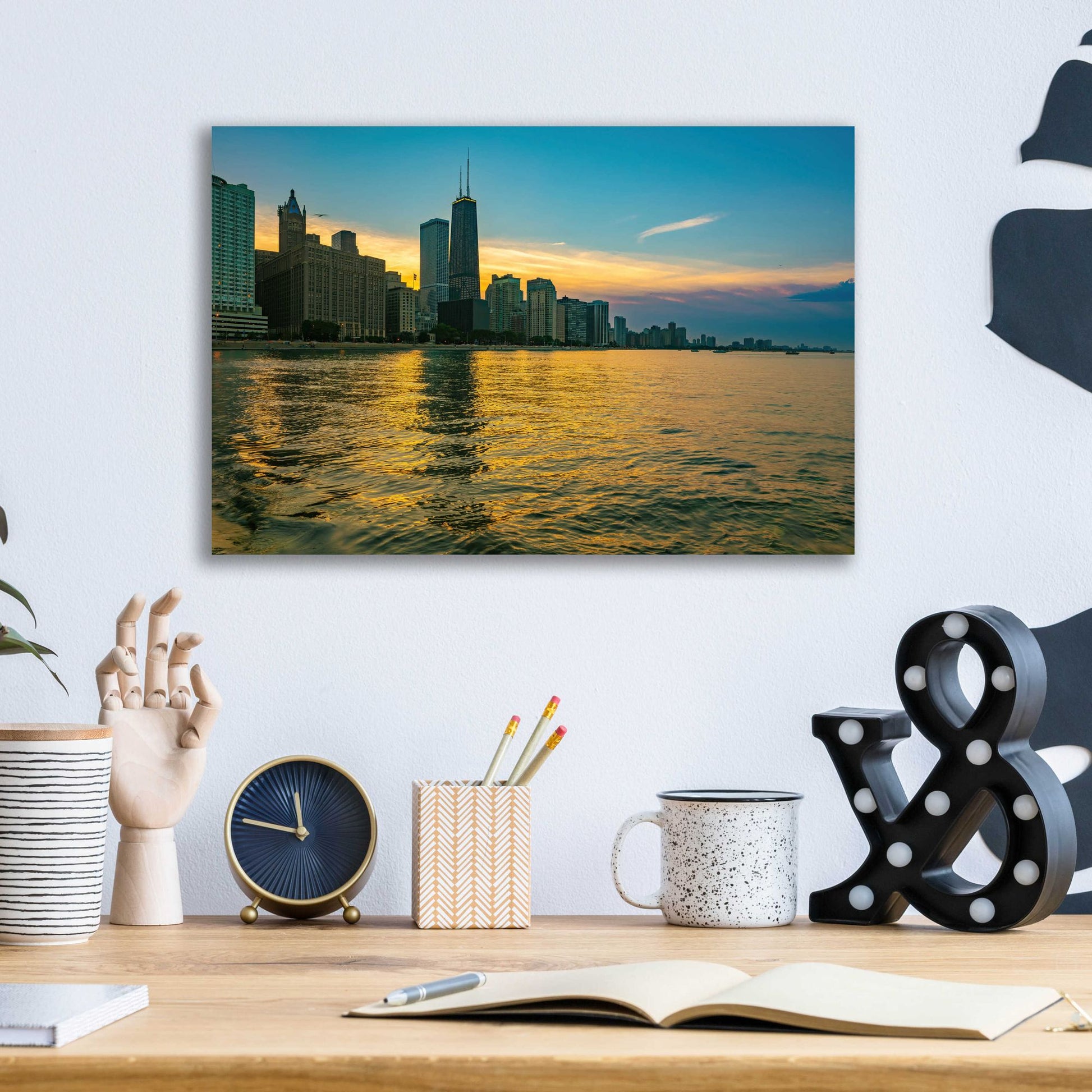 Epic Art 'AMazign Sunset in Chicago' by Epic Portfolio, Acrylic Glass Wall Art,16x12