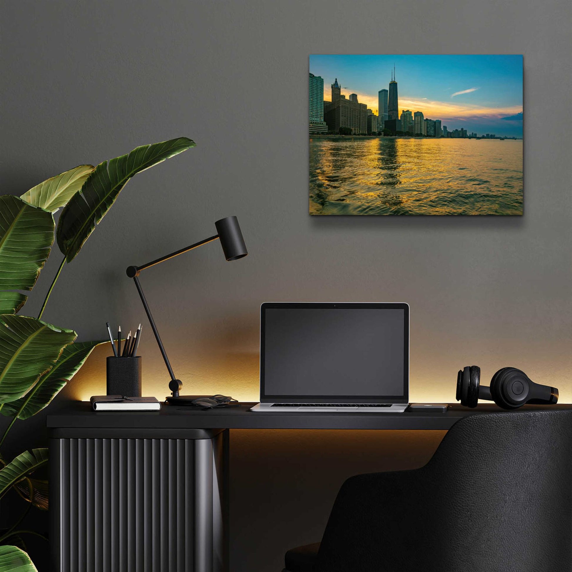 Epic Art 'AMazign Sunset in Chicago' by Epic Portfolio, Acrylic Glass Wall Art,16x12