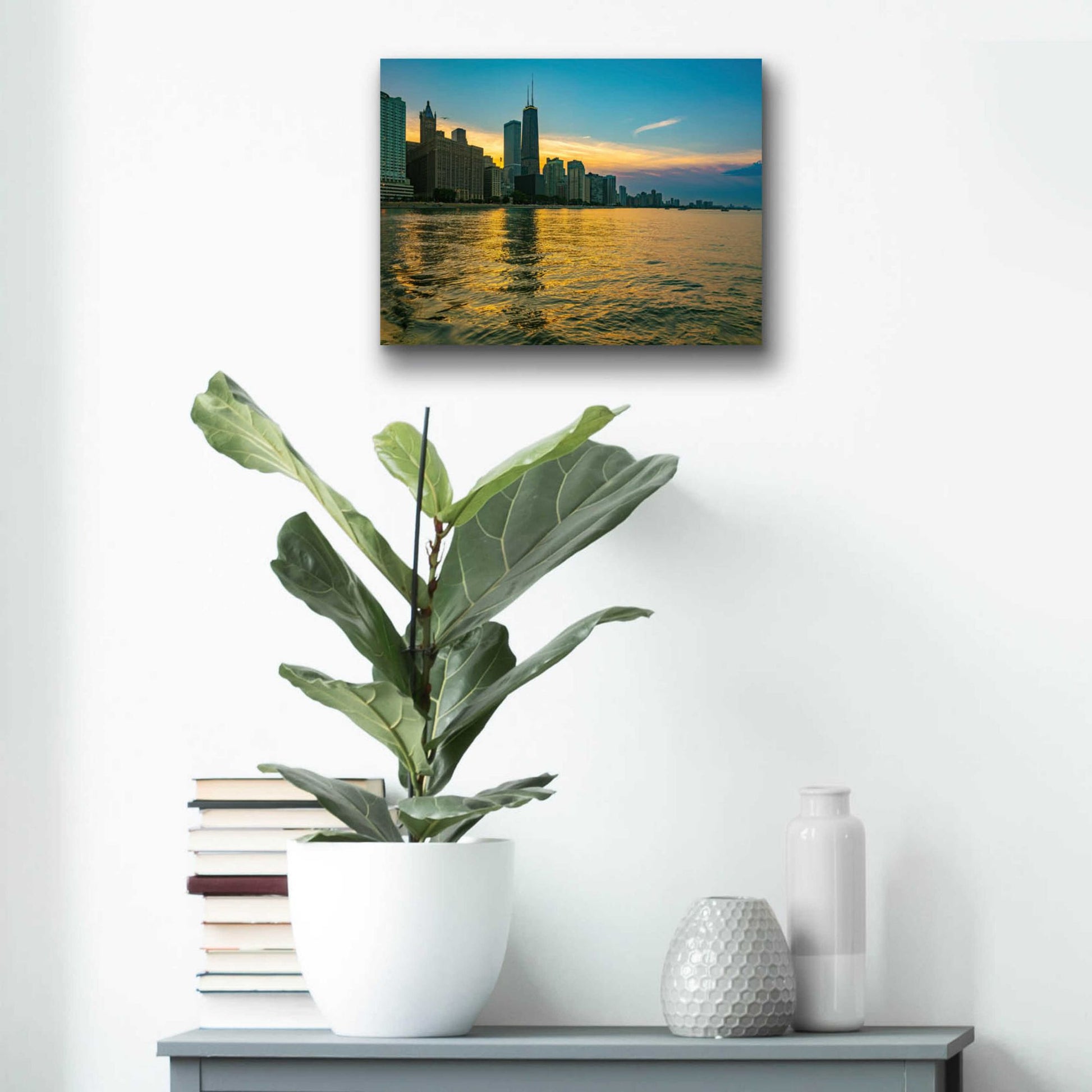 Epic Art 'AMazign Sunset in Chicago' by Epic Portfolio, Acrylic Glass Wall Art,16x12