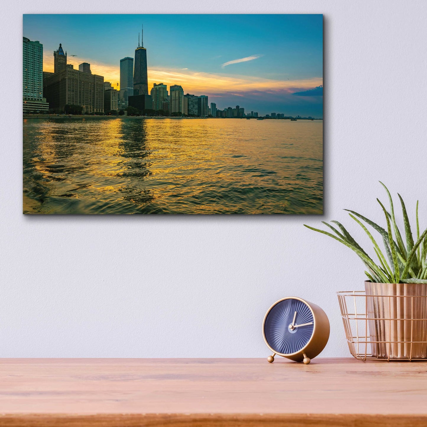 Epic Art 'AMazign Sunset in Chicago' by Epic Portfolio, Acrylic Glass Wall Art,16x12