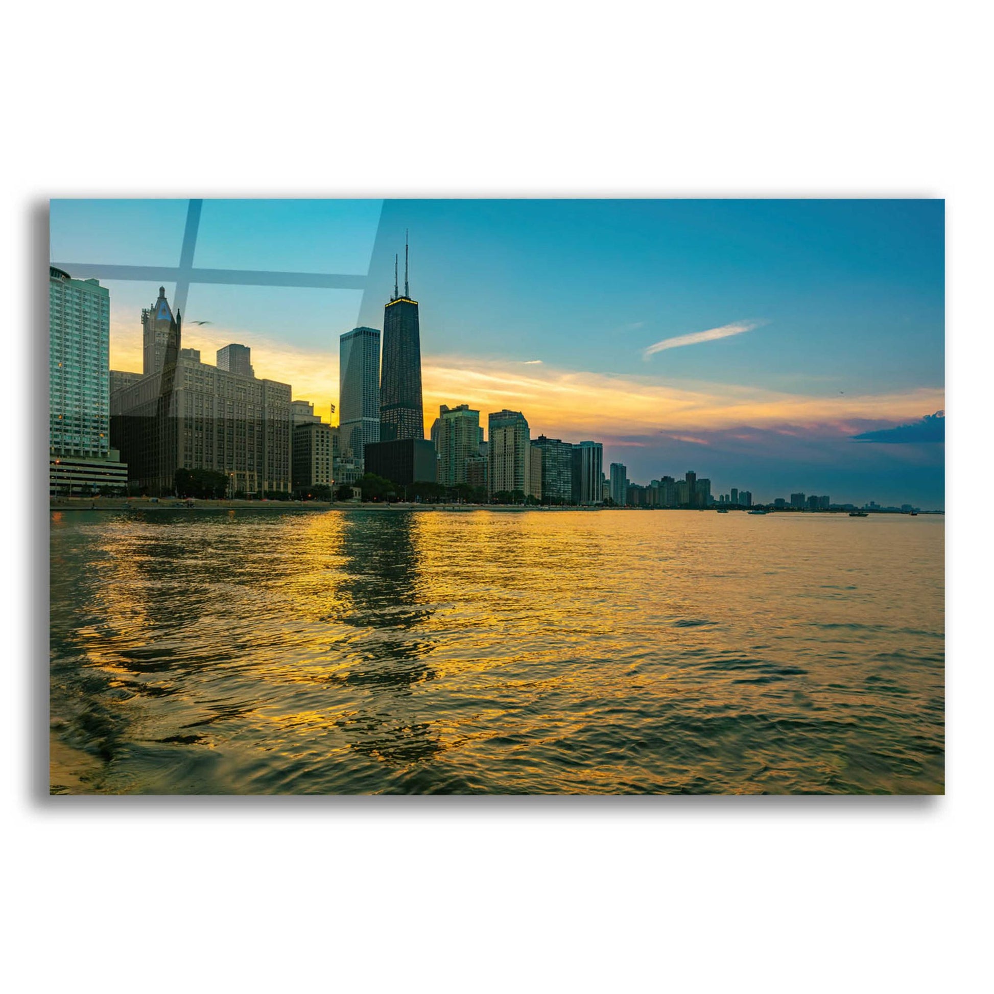 Epic Art 'AMazign Sunset in Chicago' by Epic Portfolio, Acrylic Glass Wall Art,16x12