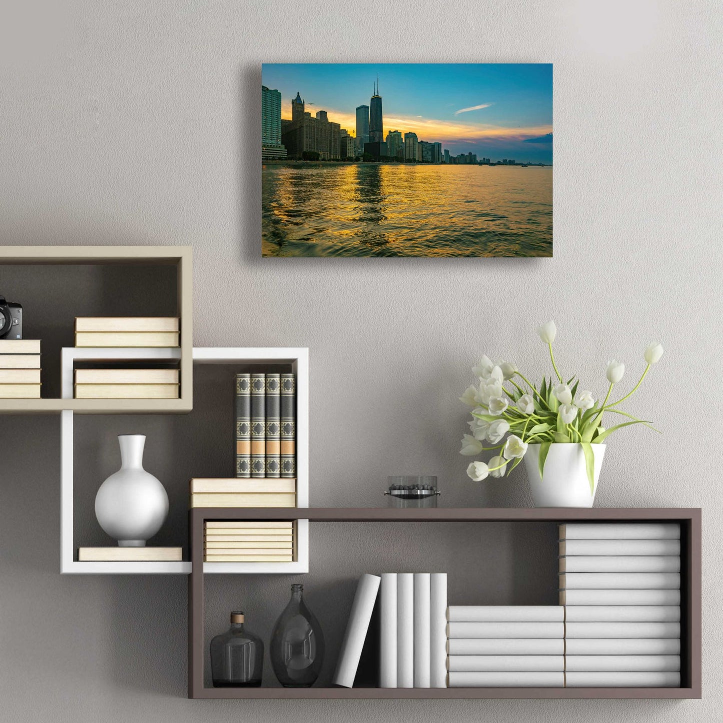 Epic Art 'AMazign Sunset in Chicago' by Epic Portfolio, Acrylic Glass Wall Art,24x16