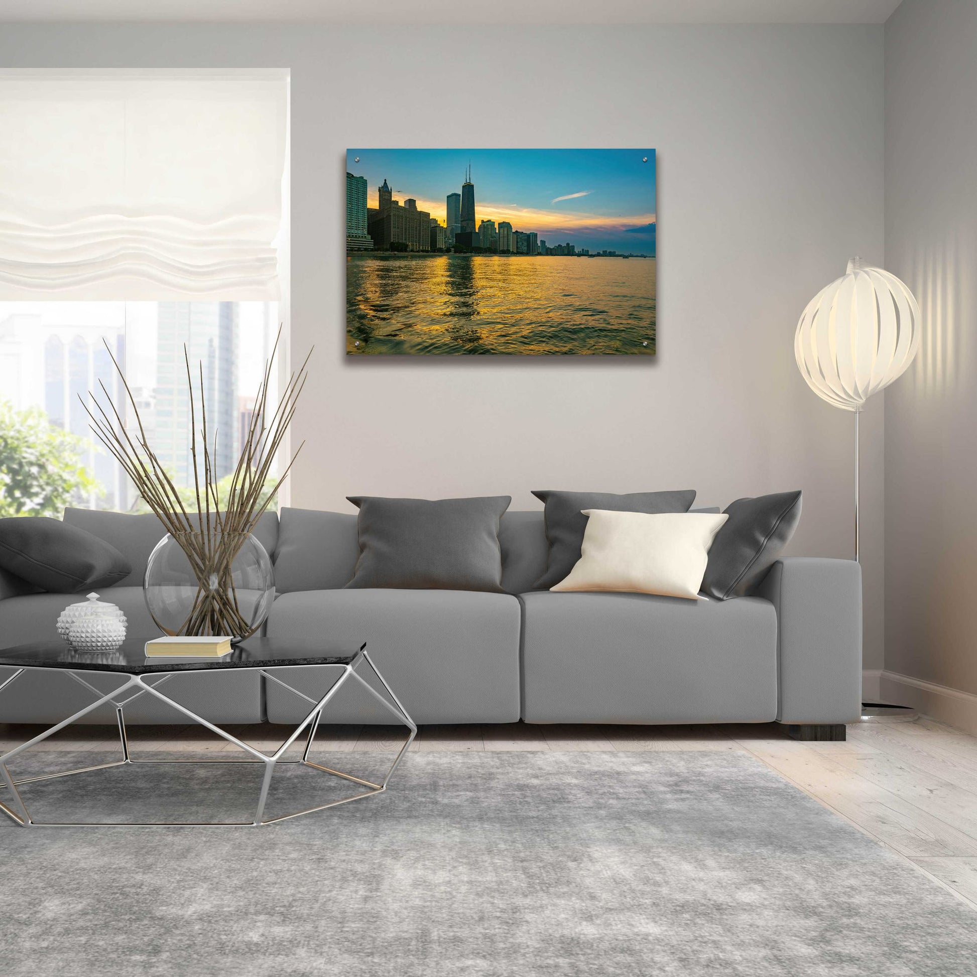 Epic Art 'AMazign Sunset in Chicago' by Epic Portfolio, Acrylic Glass Wall Art,36x24