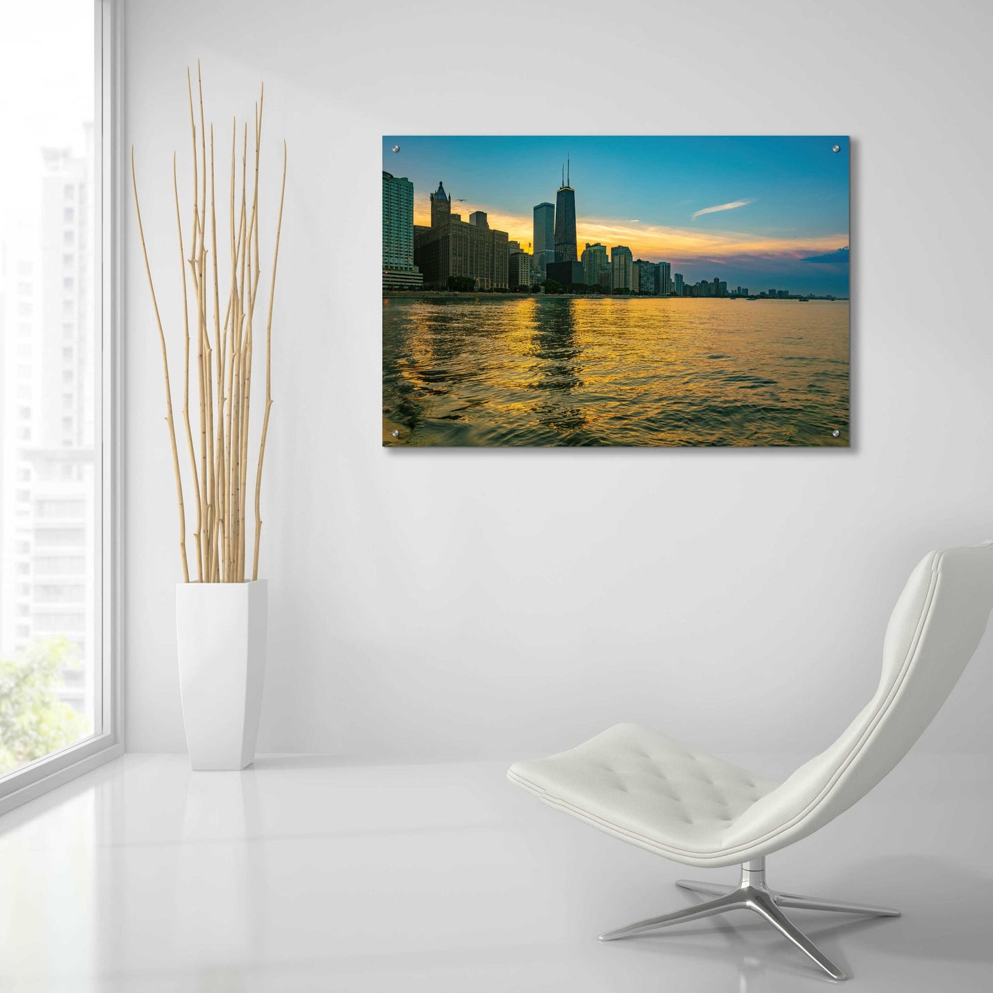 Epic Art 'AMazign Sunset in Chicago' by Epic Portfolio, Acrylic Glass Wall Art,36x24