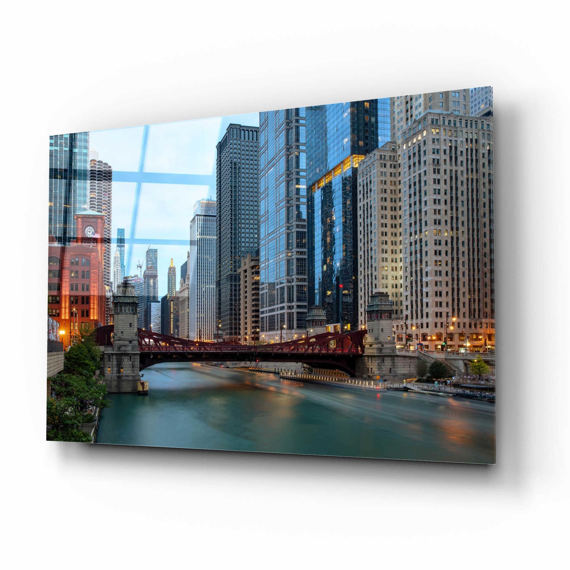 Epic Art 'Chicago River' by Epic Portfolio, Acrylic Glass Wall Art,16x12