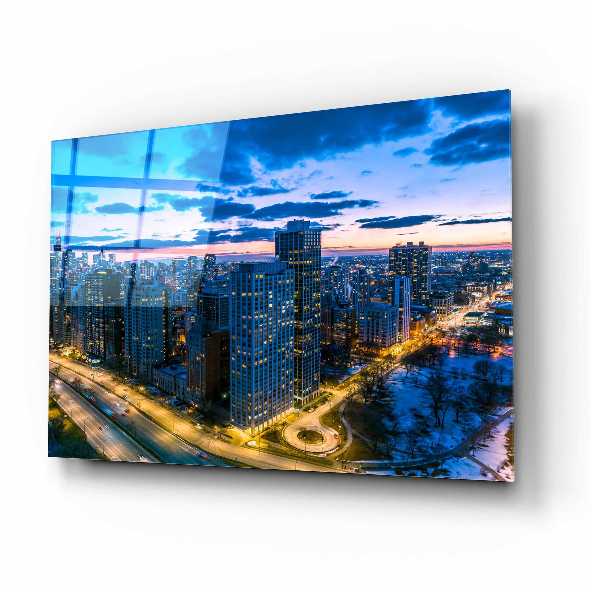 Epic Art 'Amazing Chicago Night' by Epic Portfolio, Acrylic Glass Wall Art,16x12