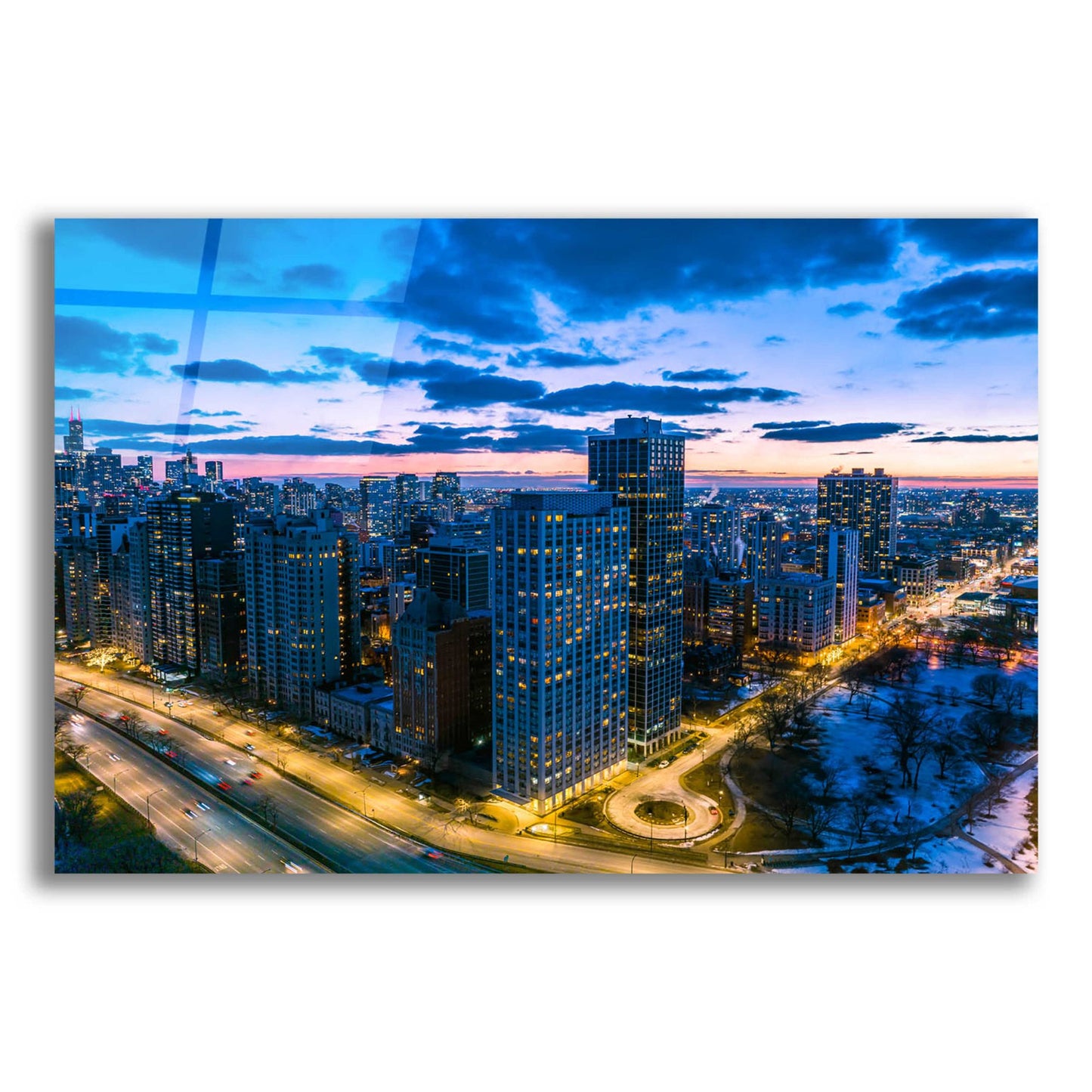 Epic Art 'Amazing Chicago Night' by Epic Portfolio, Acrylic Glass Wall Art,16x12