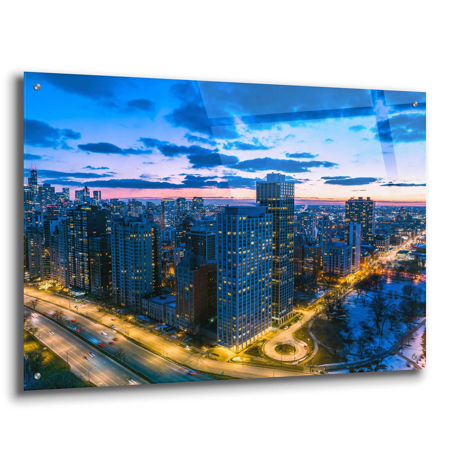 Epic Art 'Amazing Chicago Night' by Epic Portfolio, Acrylic Glass Wall Art,36x24