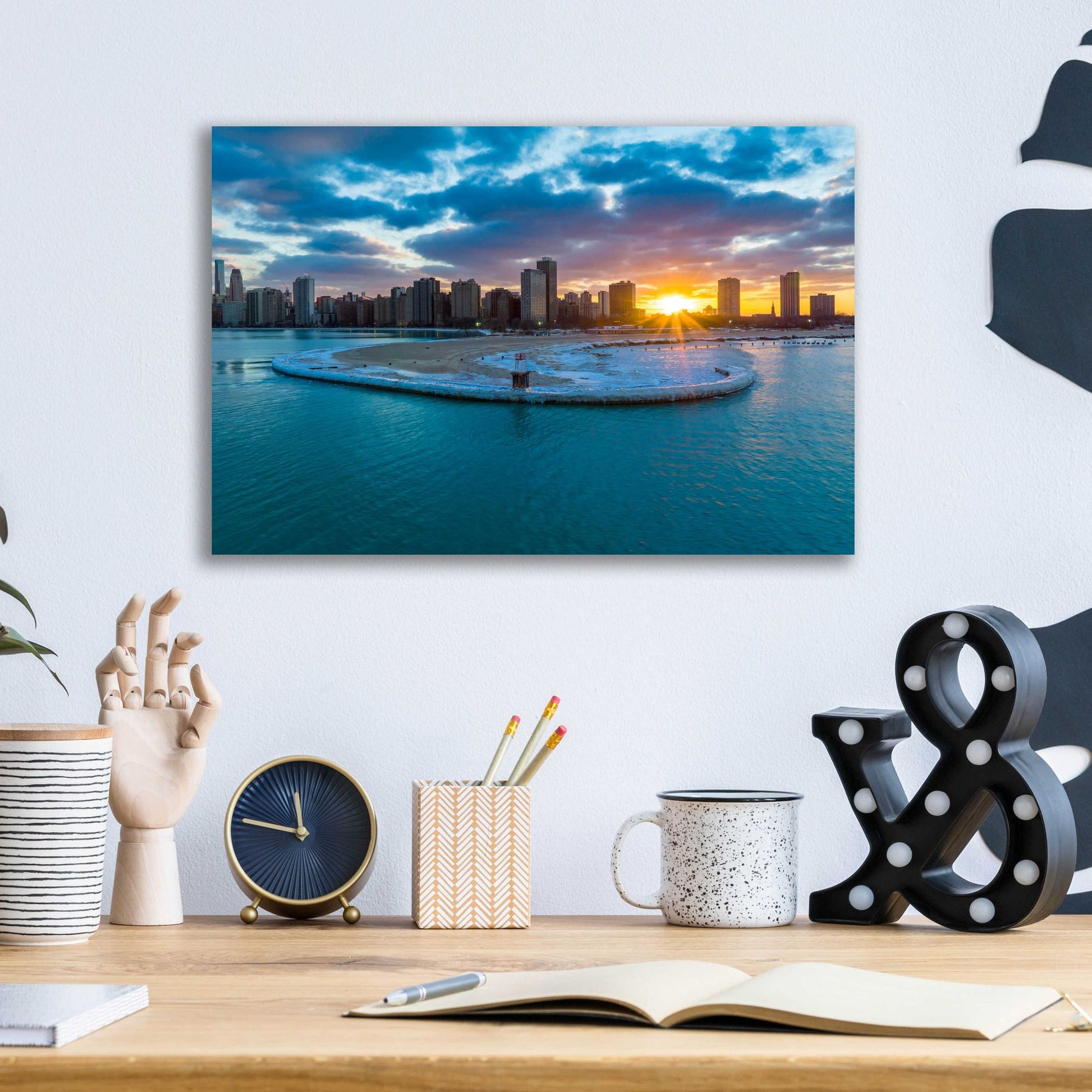 Epic Art 'Chicago from Lake Michigan' by Epic Portfolio, Acrylic Glass Wall Art,16x12