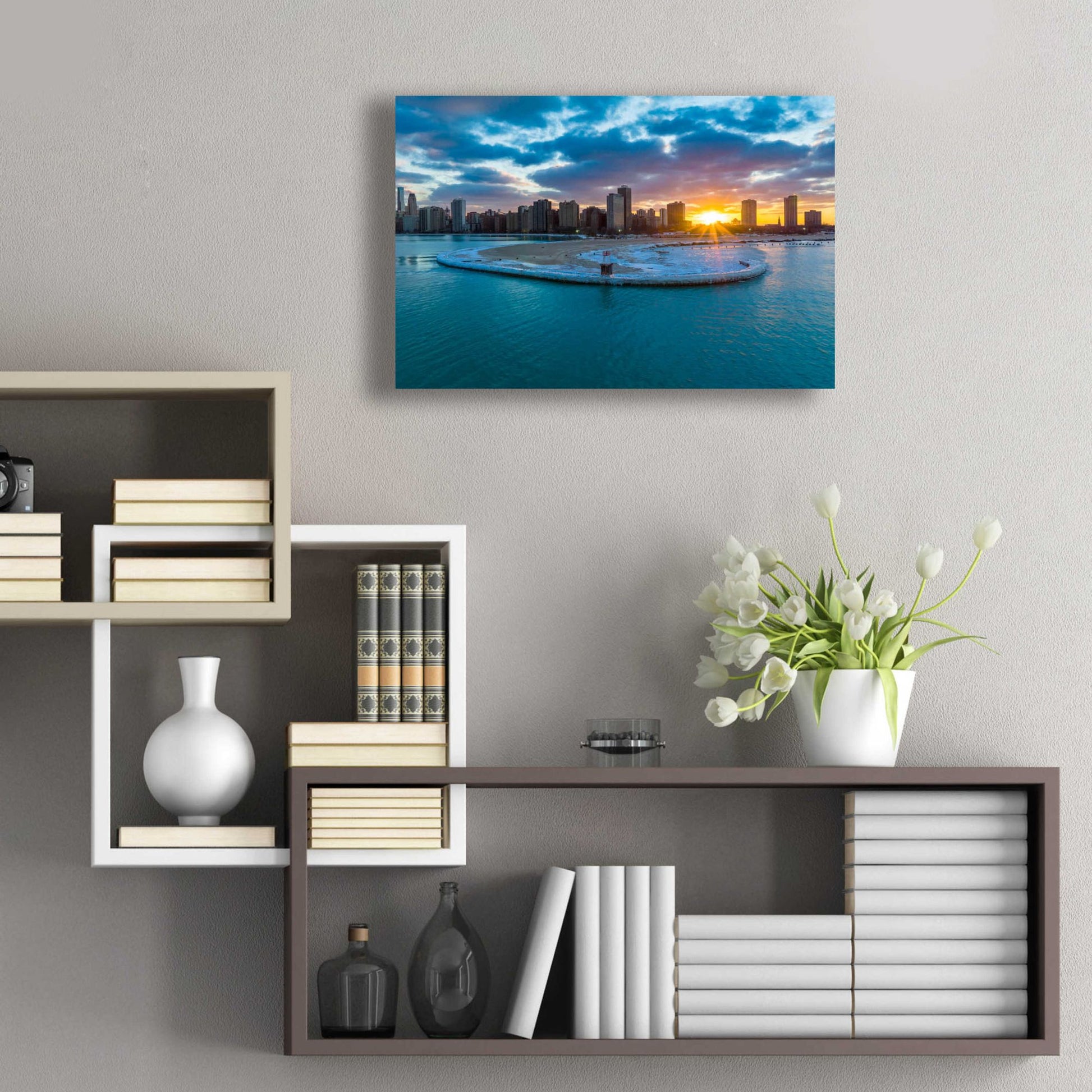 Epic Art 'Chicago from Lake Michigan' by Epic Portfolio, Acrylic Glass Wall Art,24x16