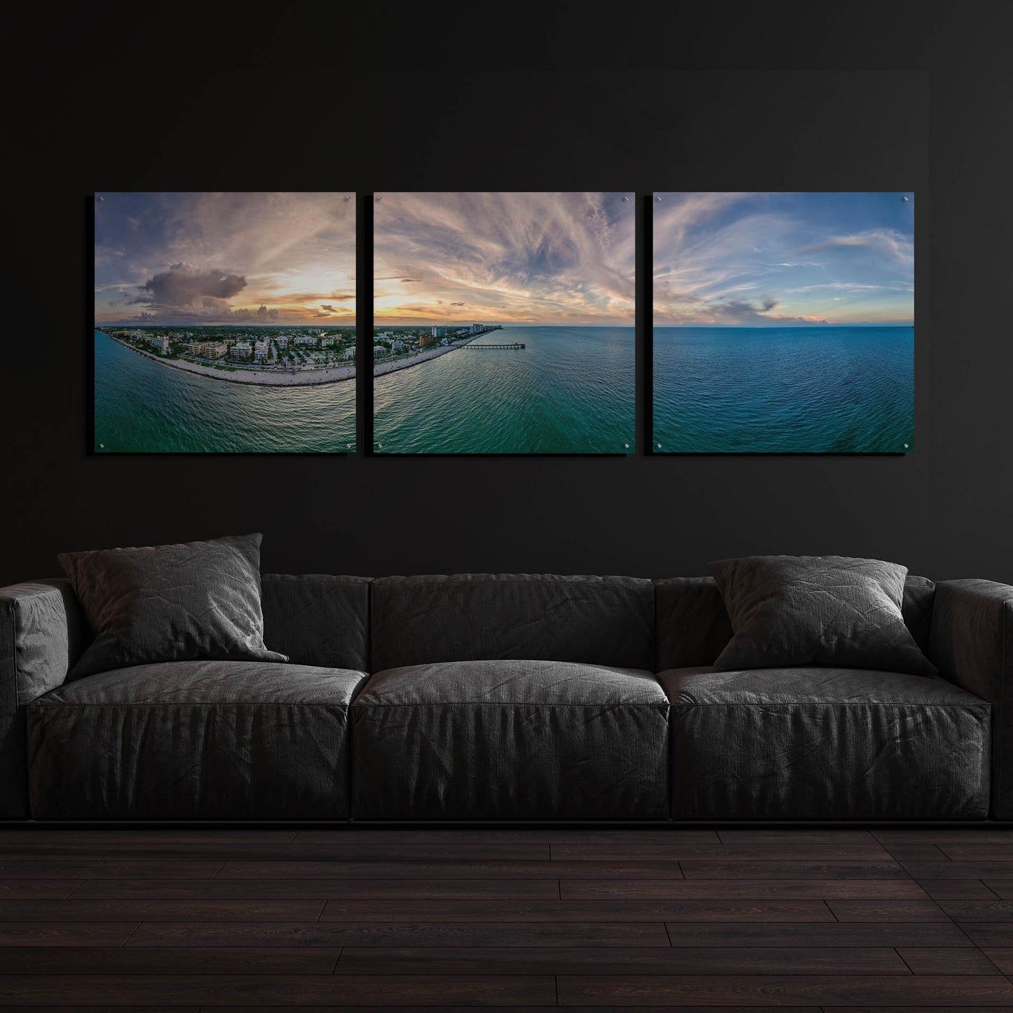 Epic Art 'Deerfield Beach, Florida' by Epic Portfolio, Acrylic Glass Wall Art, 3 Piece Set,108x36