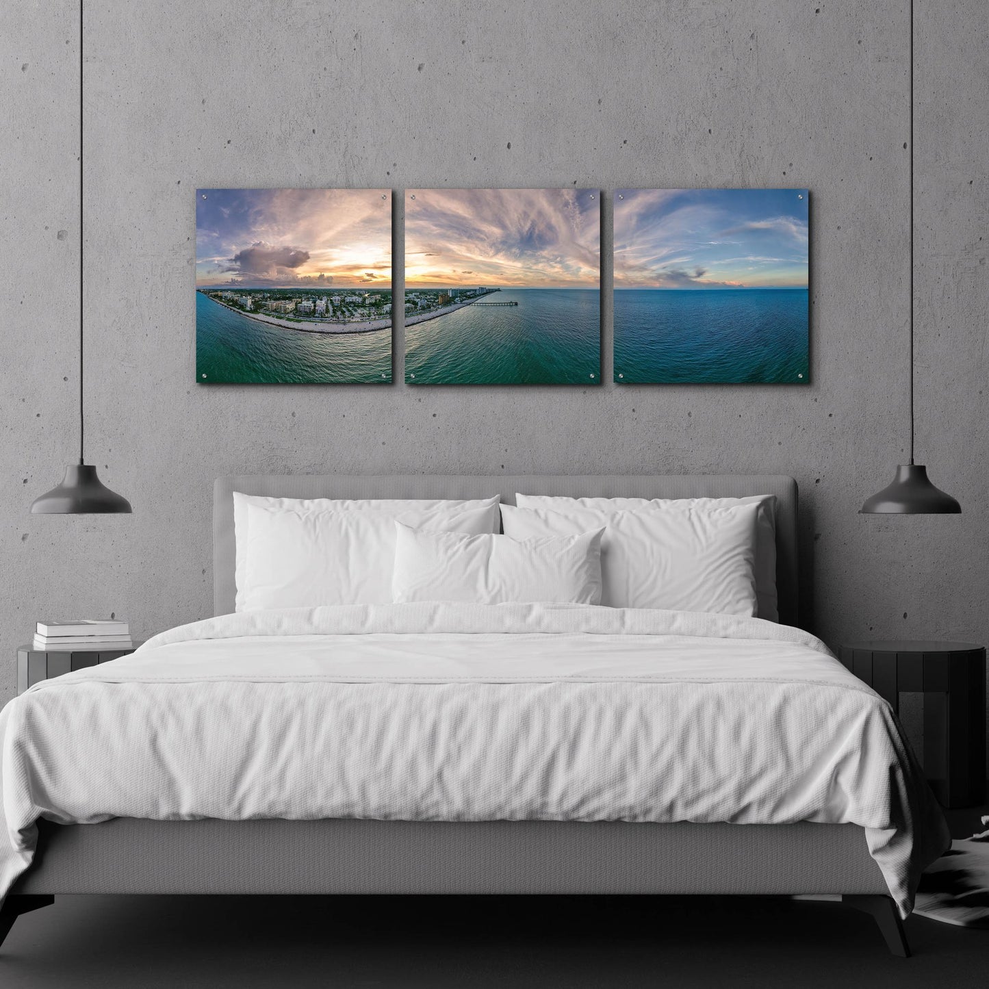 Epic Art 'Deerfield Beach, Florida' by Epic Portfolio, Acrylic Glass Wall Art, 3 Piece Set,72x24