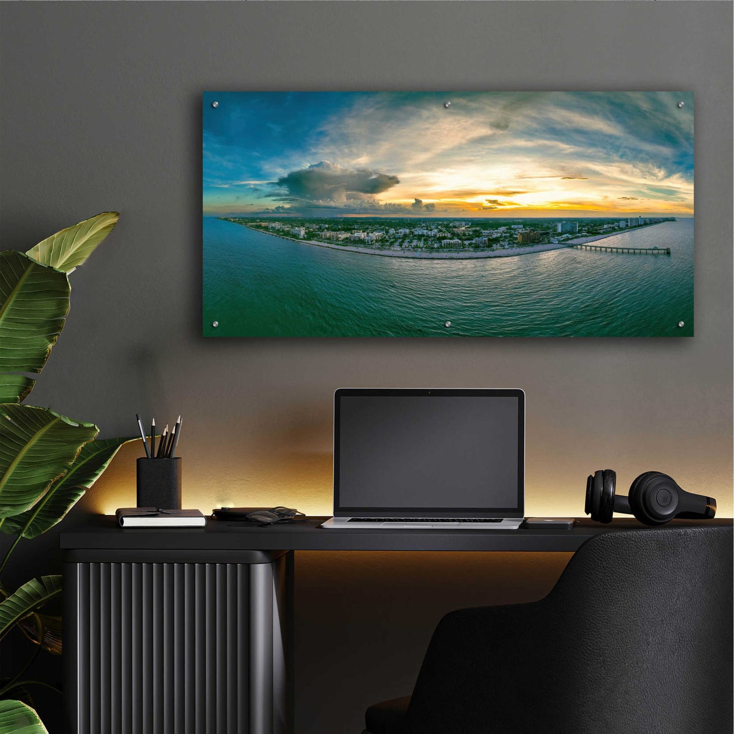 Epic Art 'Florida - Deerfield Beach 1' by Epic Portfolio, Acrylic Glass Wall Art,48x24