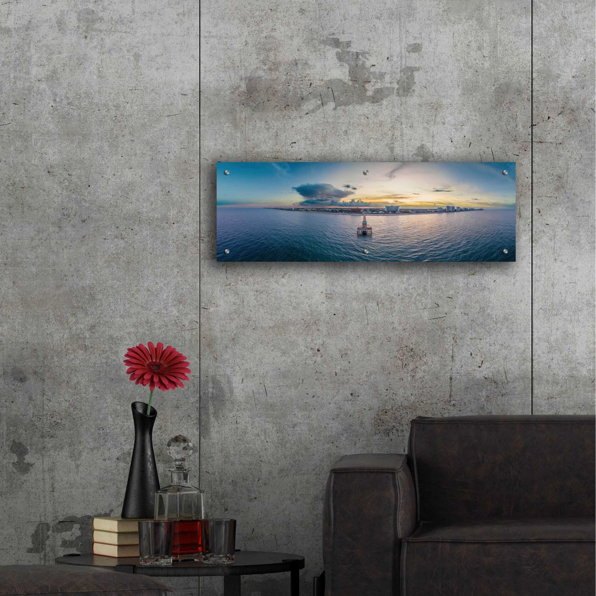 Epic Art 'Florida - Deerfield Beach 2' by Epic Portfolio, Acrylic Glass Wall Art,36x12