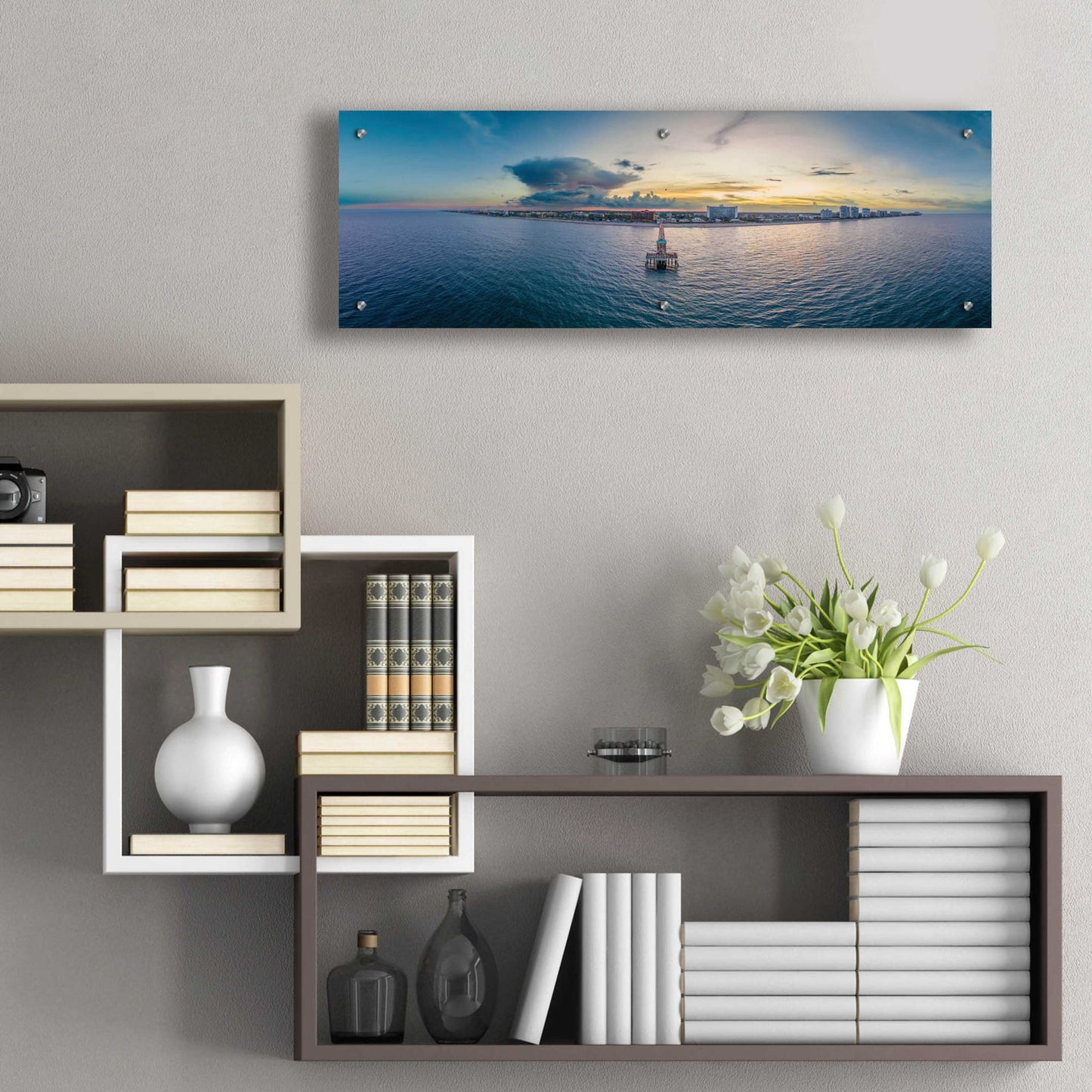 Epic Art 'Florida - Deerfield Beach 2' by Epic Portfolio, Acrylic Glass Wall Art,36x12