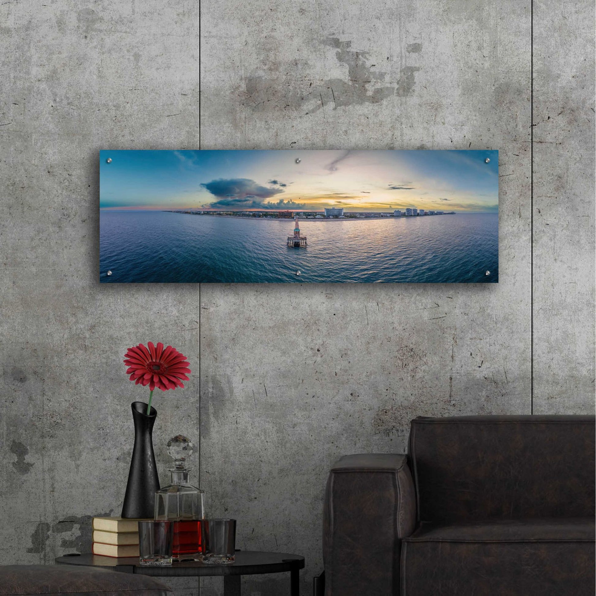 Epic Art 'Florida - Deerfield Beach 2' by Epic Portfolio, Acrylic Glass Wall Art,48x16