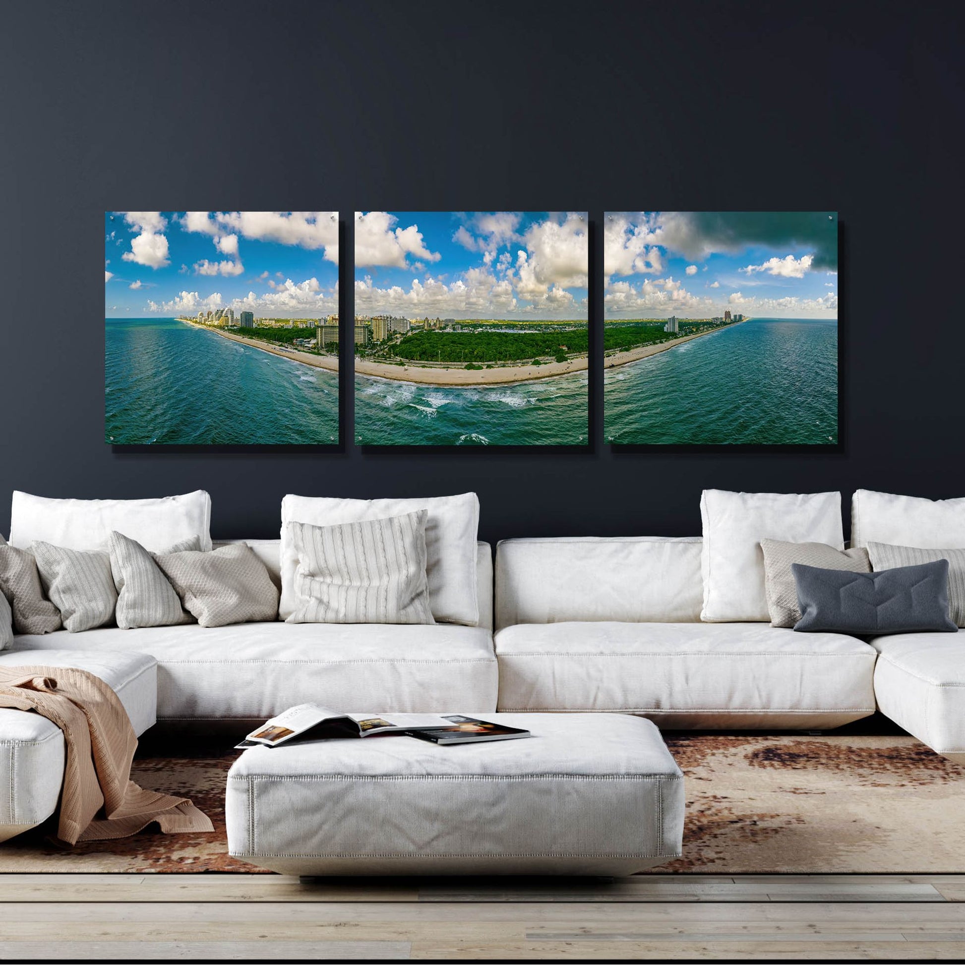 Epic Art 'Beautiful Fort Lauderdale, Florida' by Epic Portfolio, Acrylic Glass Wall Art, 3 Piece Set,108x36