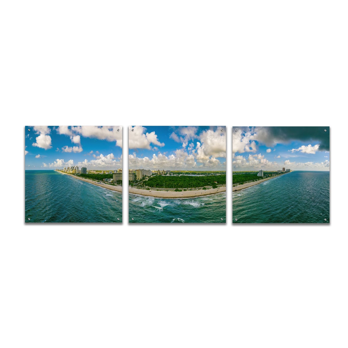 Epic Art 'Beautiful Fort Lauderdale, Florida' by Epic Portfolio, Acrylic Glass Wall Art, 3 Piece Set,72x24