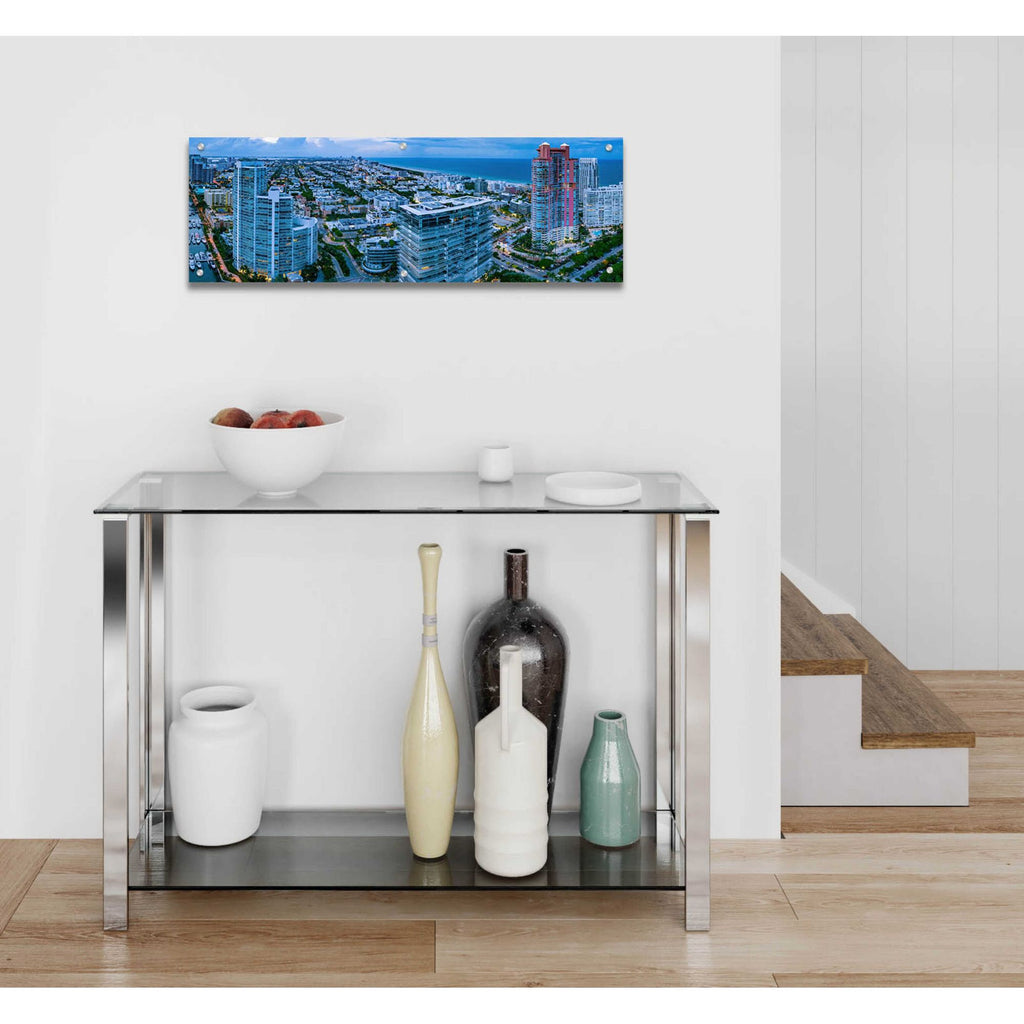 Epic Art 'Miami Citiscape' by Epic Portfolio, Acrylic Glass Wall Art,36x12