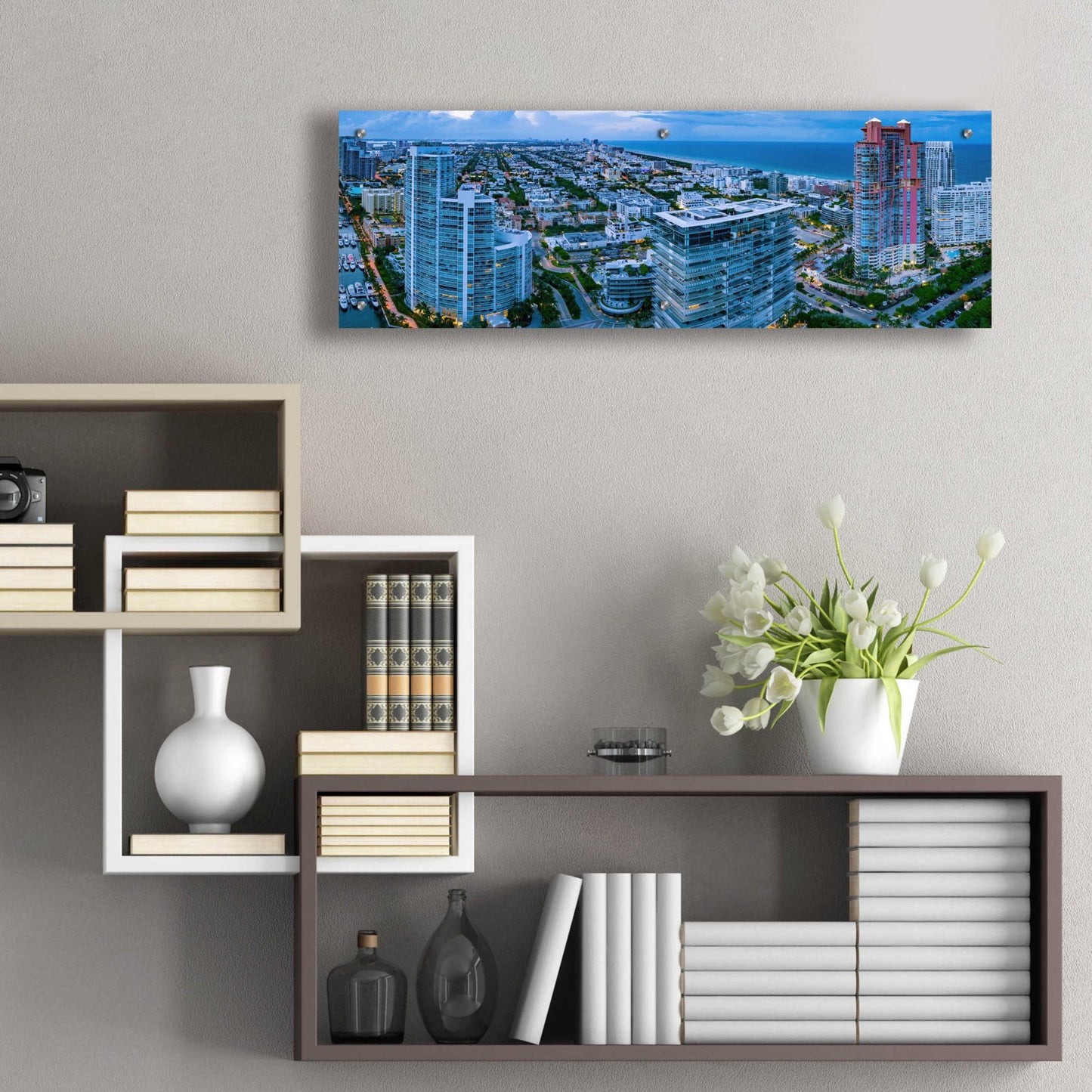 Epic Art 'Miami Citiscape' by Epic Portfolio, Acrylic Glass Wall Art,36x12