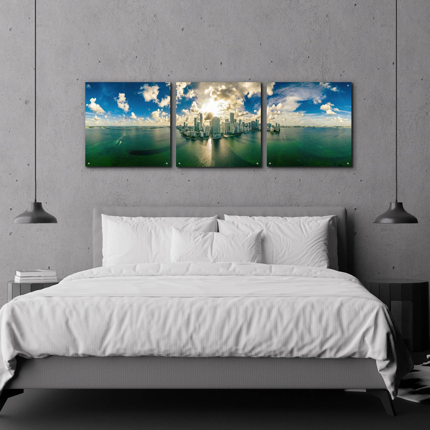 Epic Art 'Florida - Downtown Miami' by Epic Portfolio, Acrylic Glass Wall Art, 3 Piece Set,72x24