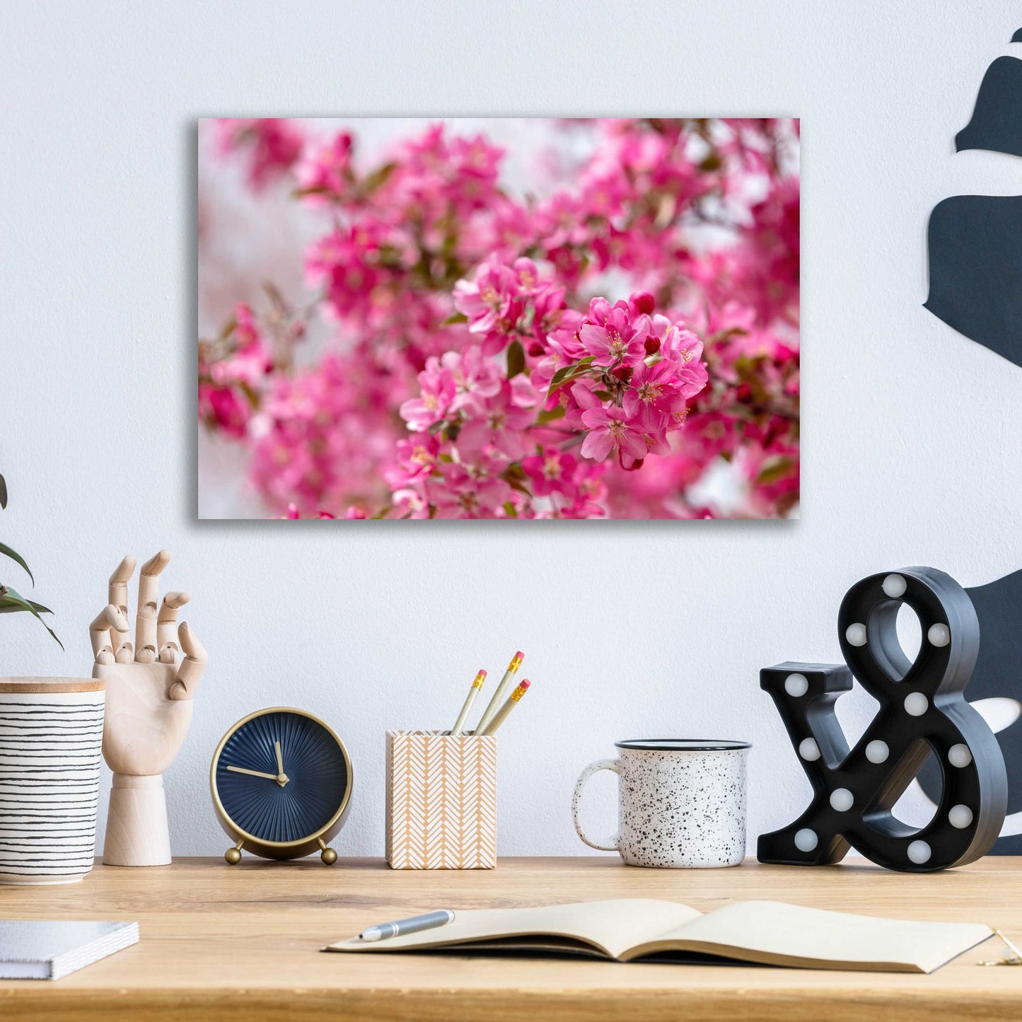 Epic Art 'Pink Floral' by Epic Portfolio, Acrylic Glass Wall Art,16x12