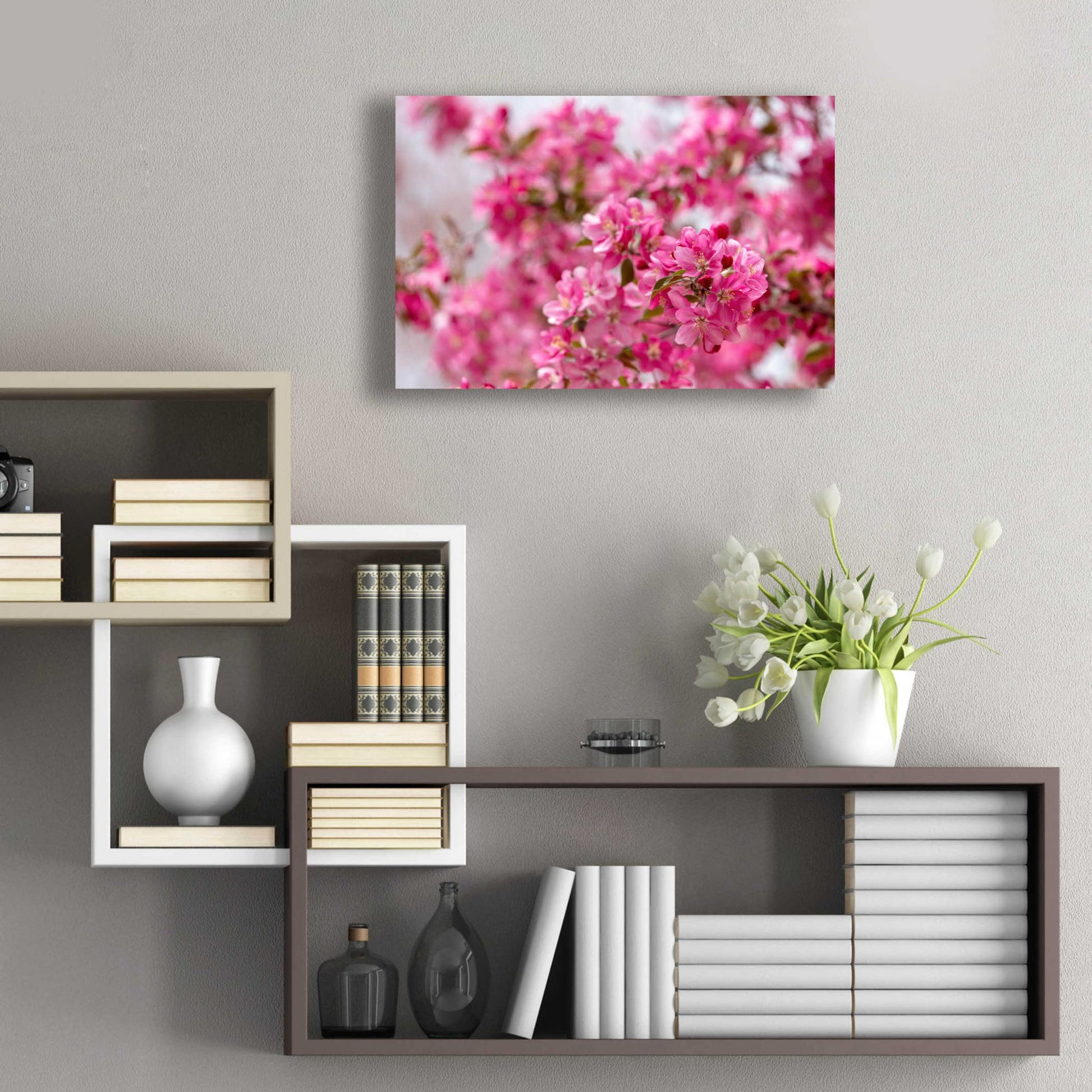 Epic Art 'Pink Floral' by Epic Portfolio, Acrylic Glass Wall Art,24x16