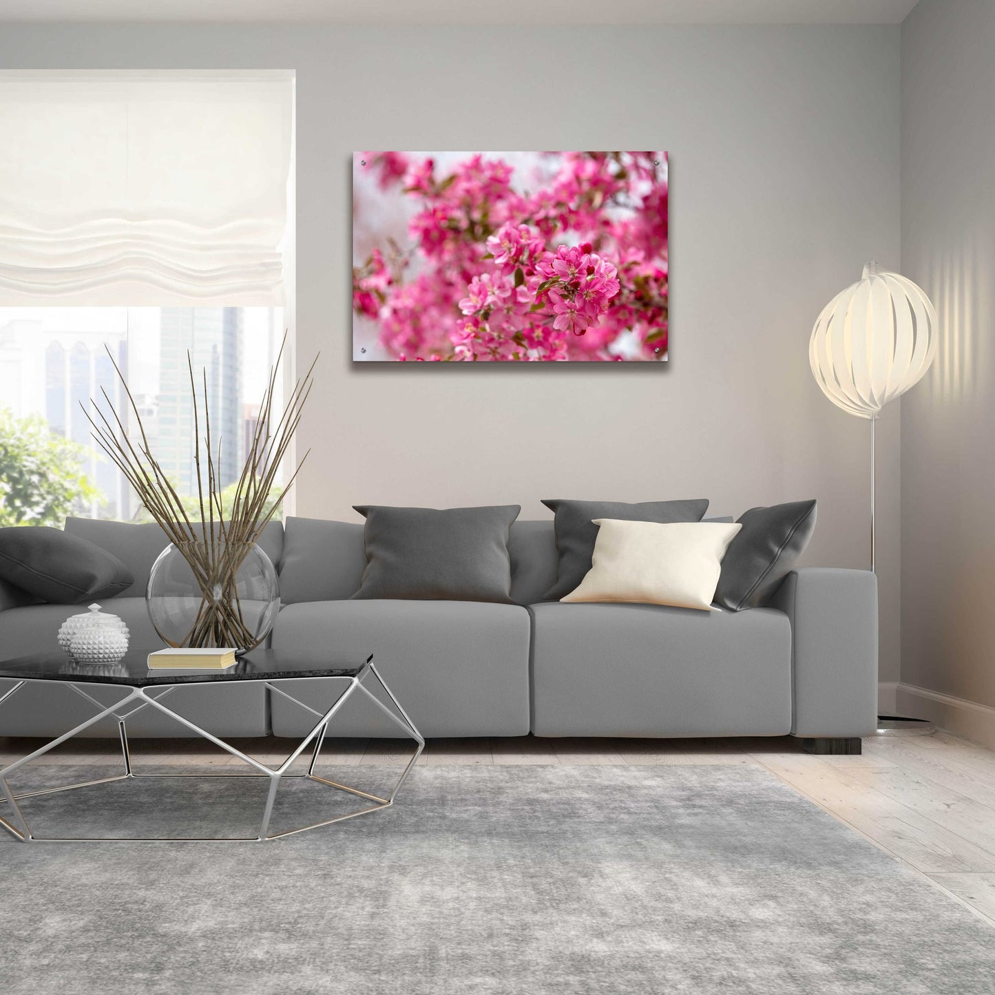 Epic Art 'Pink Floral' by Epic Portfolio, Acrylic Glass Wall Art,36x24