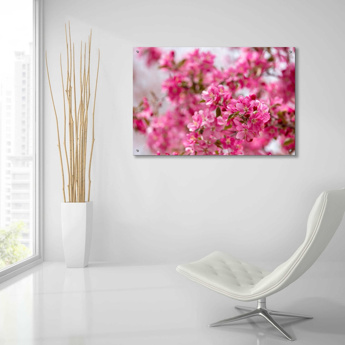 Epic Art 'Pink Floral' by Epic Portfolio, Acrylic Glass Wall Art,36x24