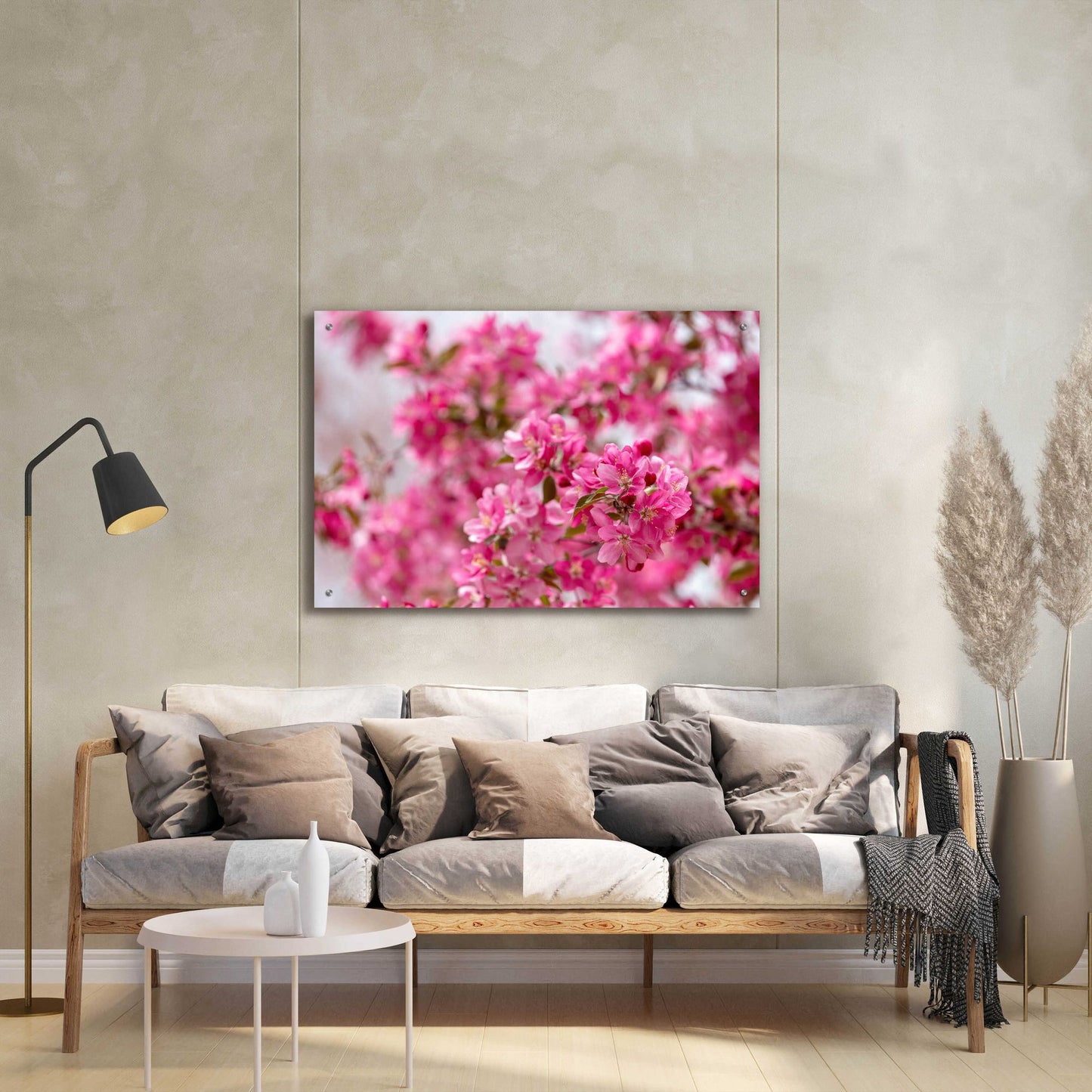 Epic Art 'Pink Floral' by Epic Portfolio, Acrylic Glass Wall Art,36x24