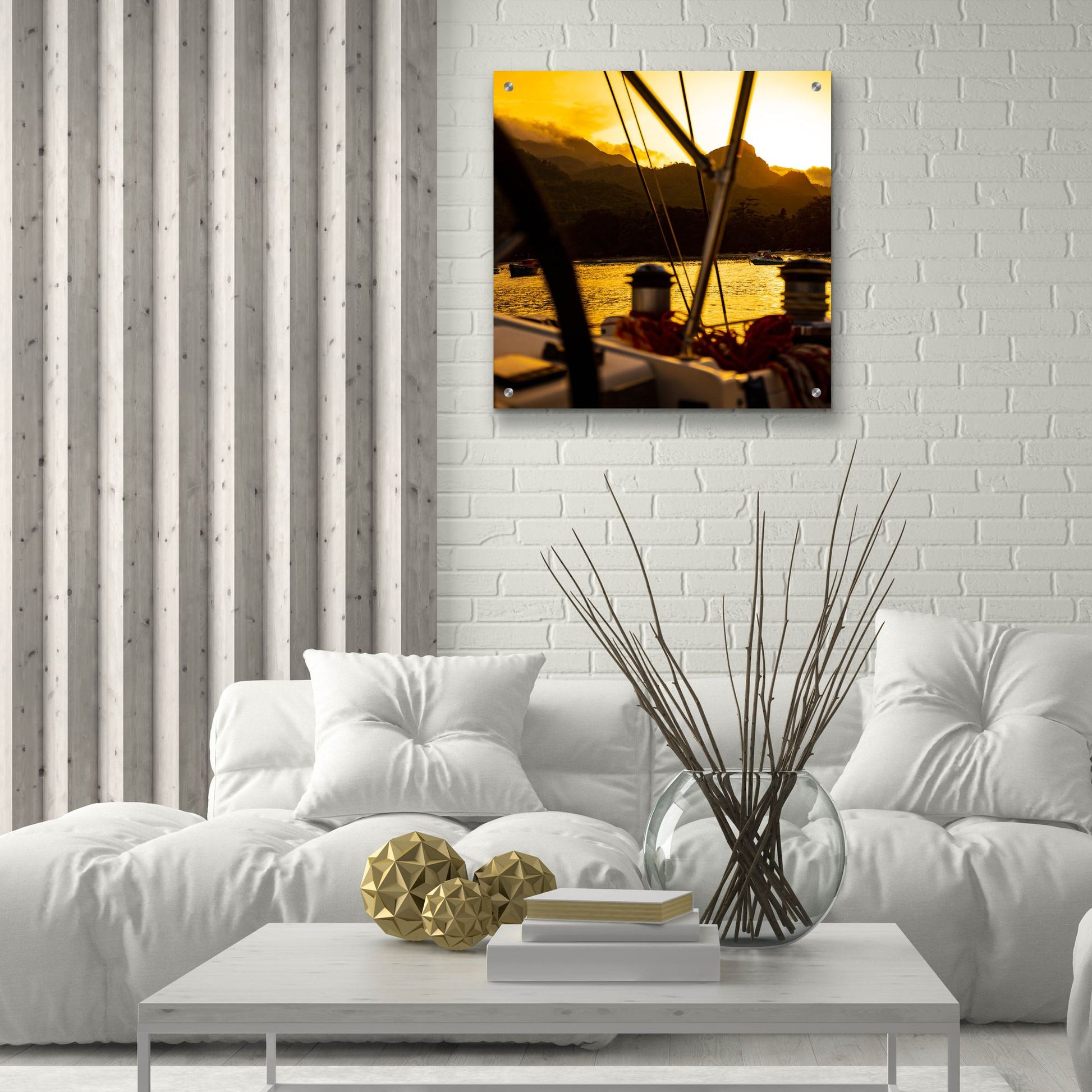 Epic Art 'Golden Sky' by Epic Portfolio, Acrylic Glass Wall Art,24x24