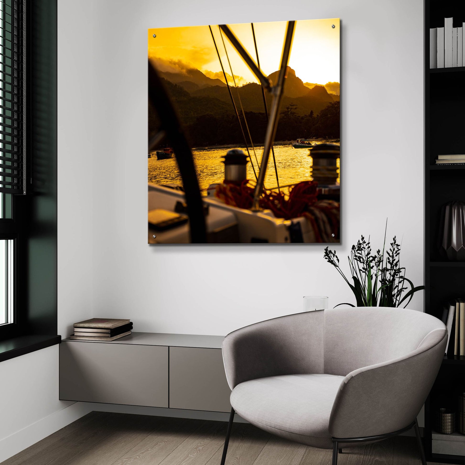 Epic Art 'Golden Sky' by Epic Portfolio, Acrylic Glass Wall Art,36x36