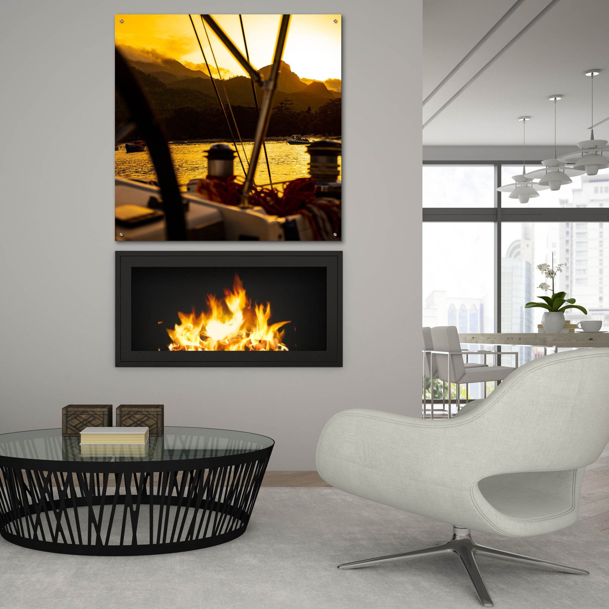 Epic Art 'Golden Sky' by Epic Portfolio, Acrylic Glass Wall Art,36x36