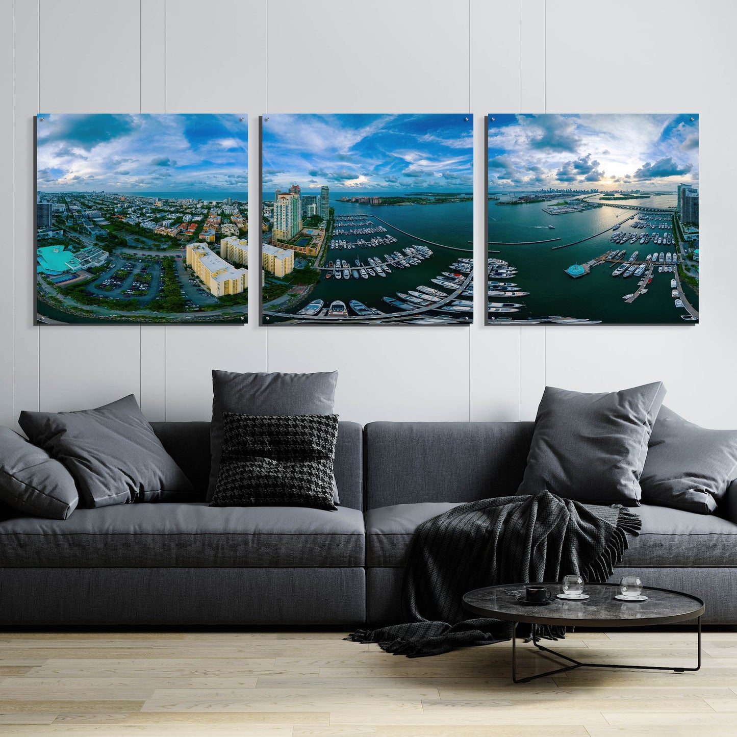 Epic Art 'Miami' by Epic Portfolio, Acrylic Glass Wall Art, 3 Piece Set,108x36