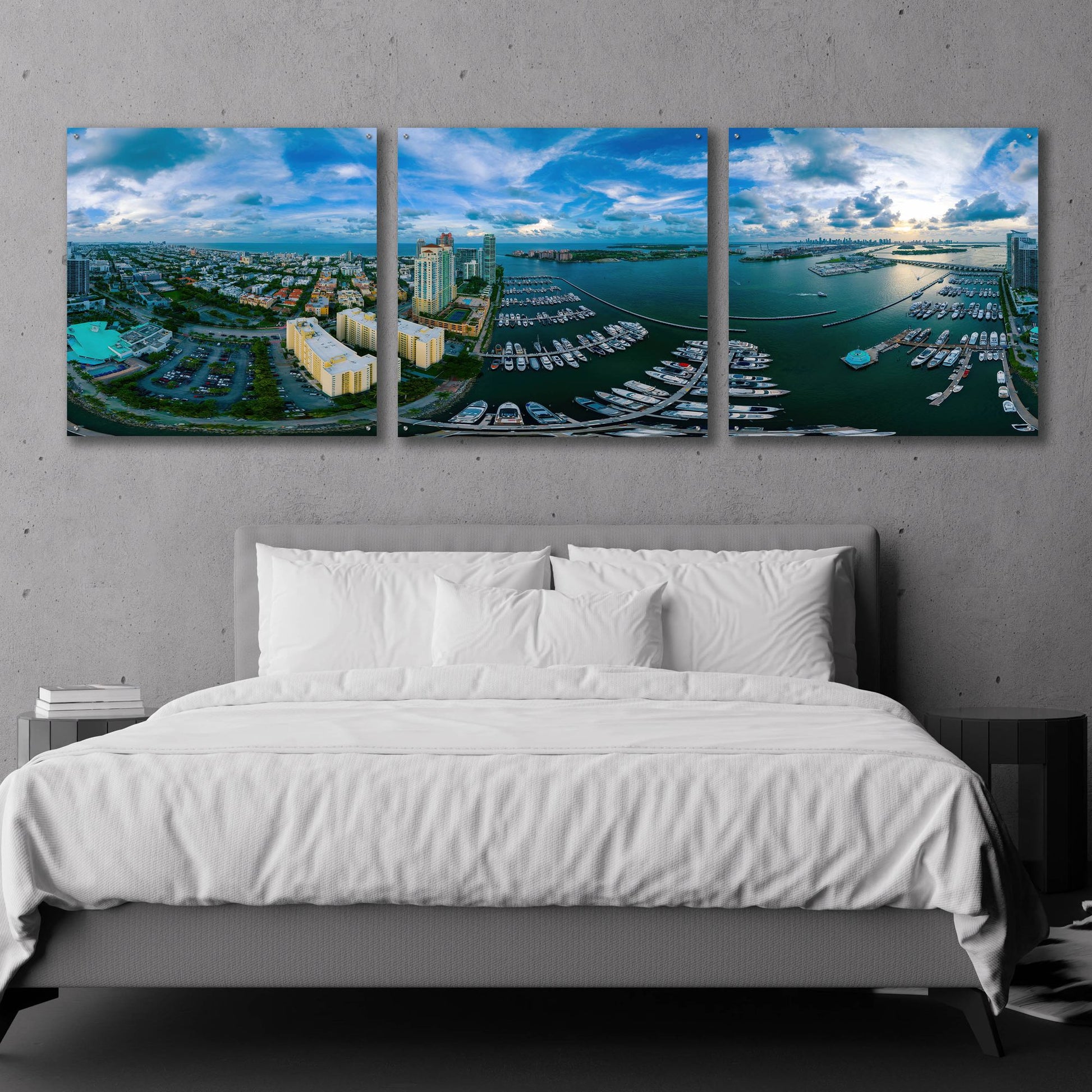 Epic Art 'Miami' by Epic Portfolio, Acrylic Glass Wall Art, 3 Piece Set,108x36