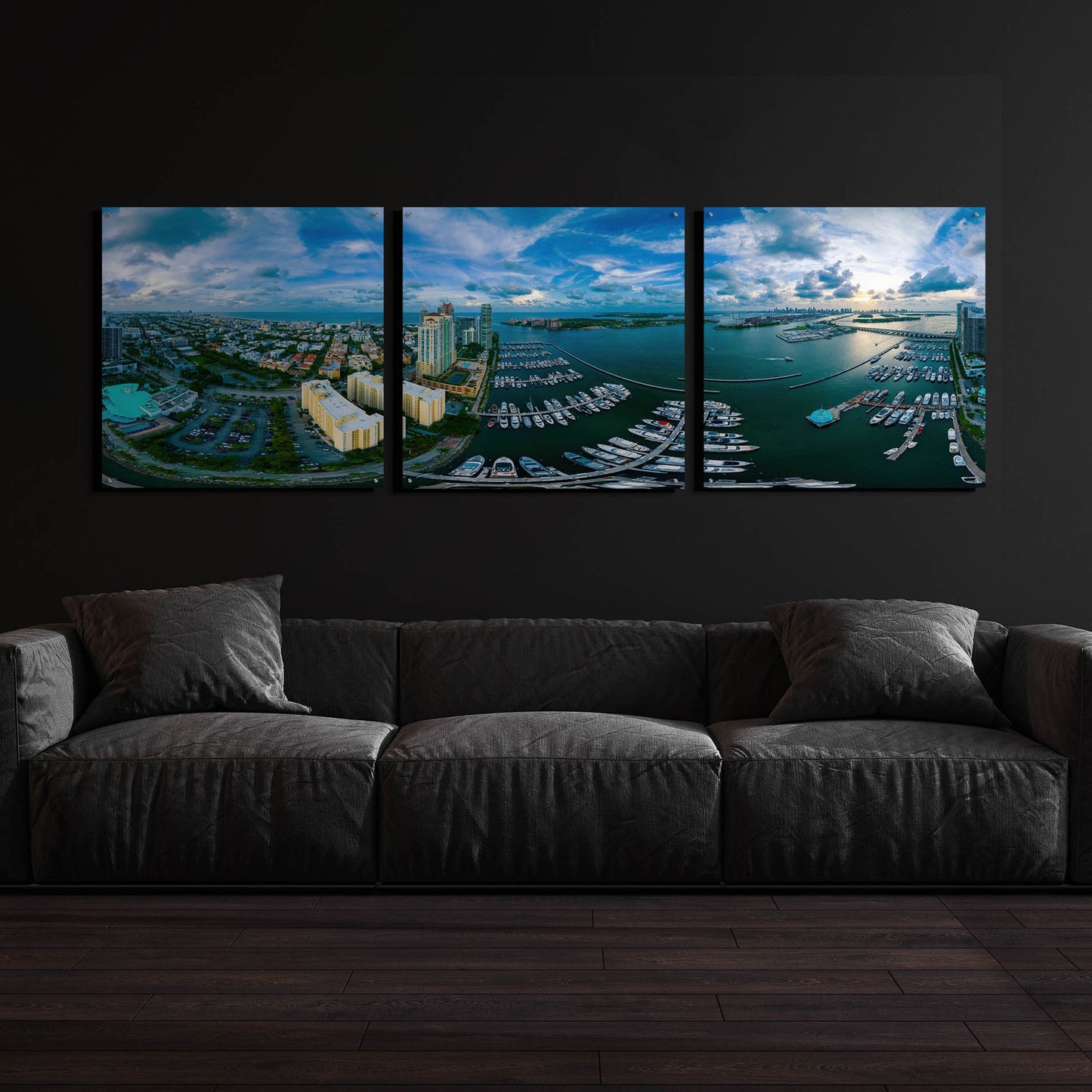 Epic Art 'Miami' by Epic Portfolio, Acrylic Glass Wall Art, 3 Piece Set,108x36