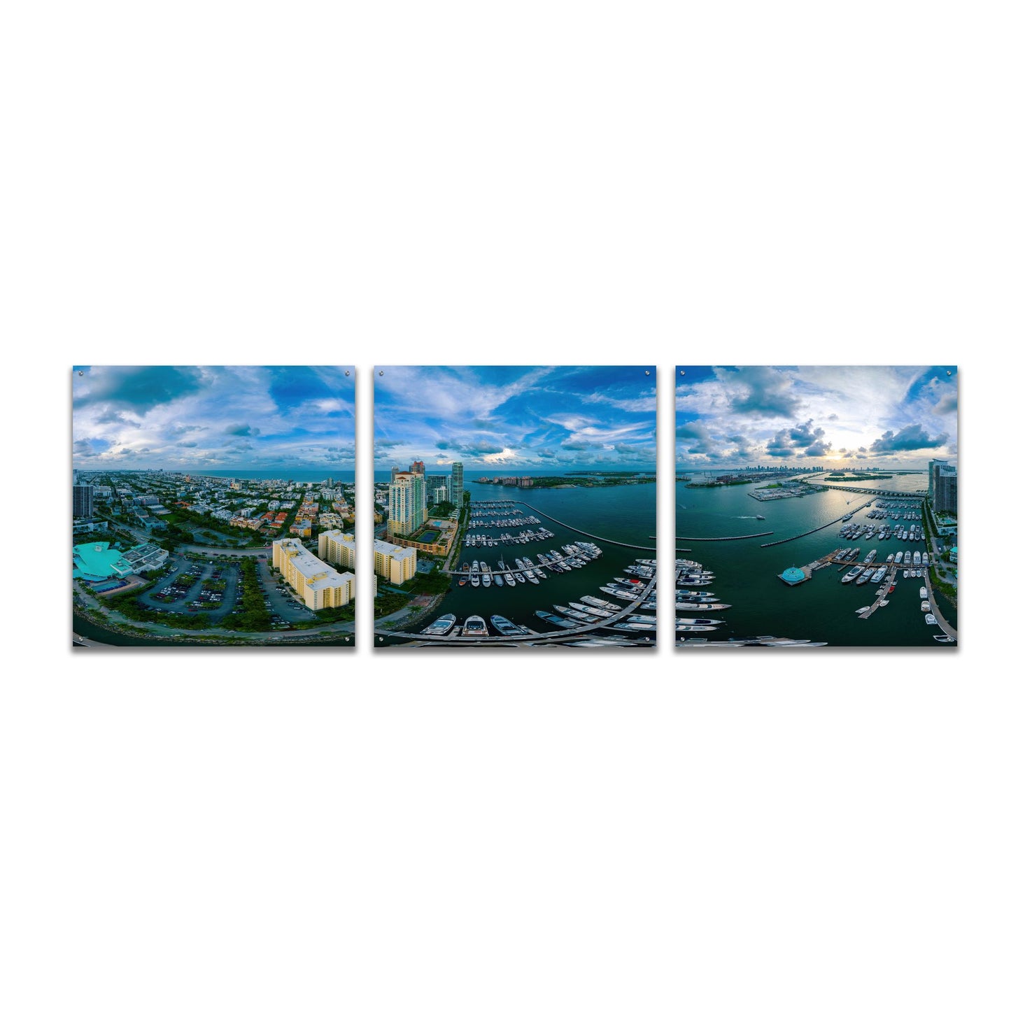 Epic Art 'Miami' by Epic Portfolio, Acrylic Glass Wall Art, 3 Piece Set,108x36