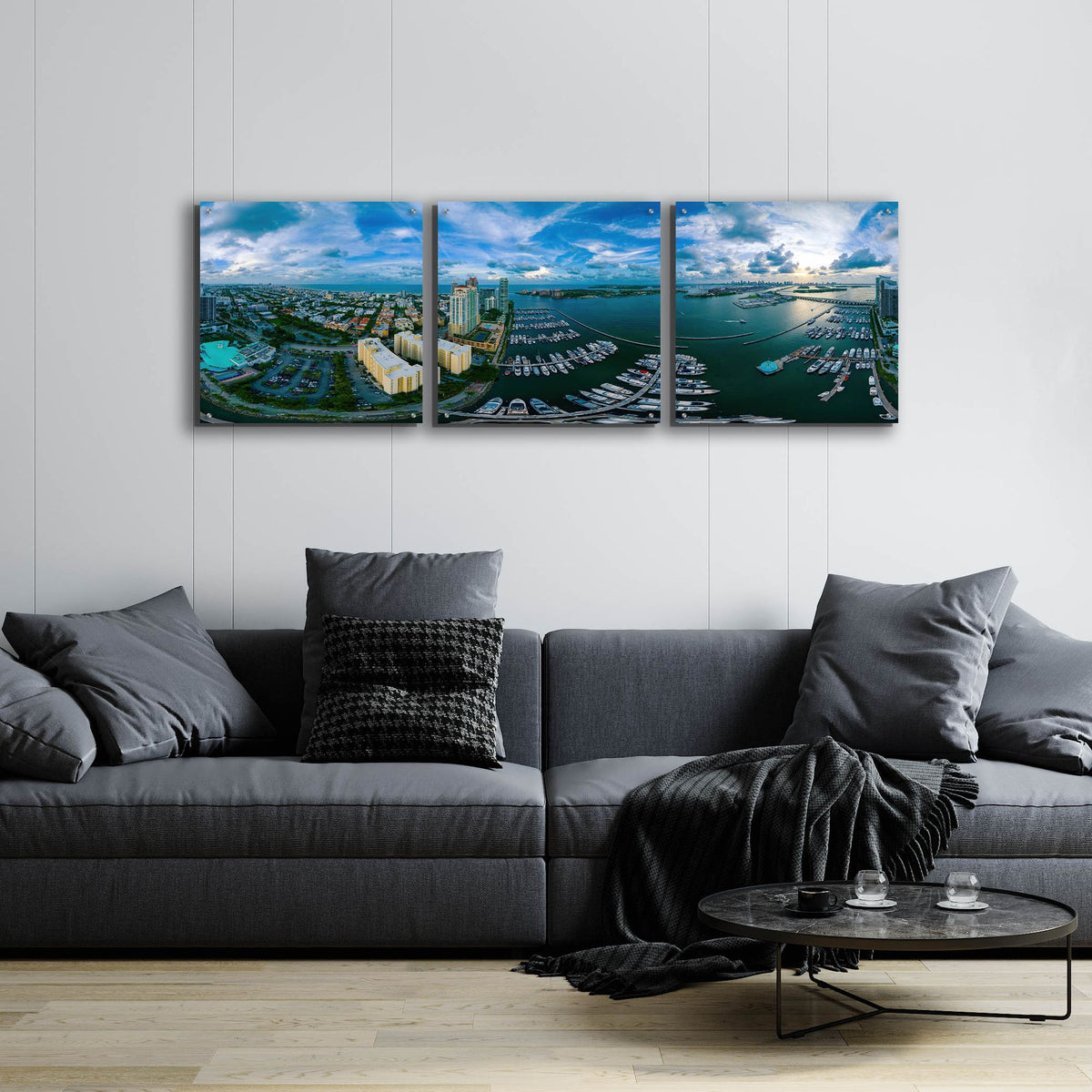 Epic Art 'Miami' by Epic Portfolio, Acrylic Glass Wall Art, 3 Piece Set,72x24