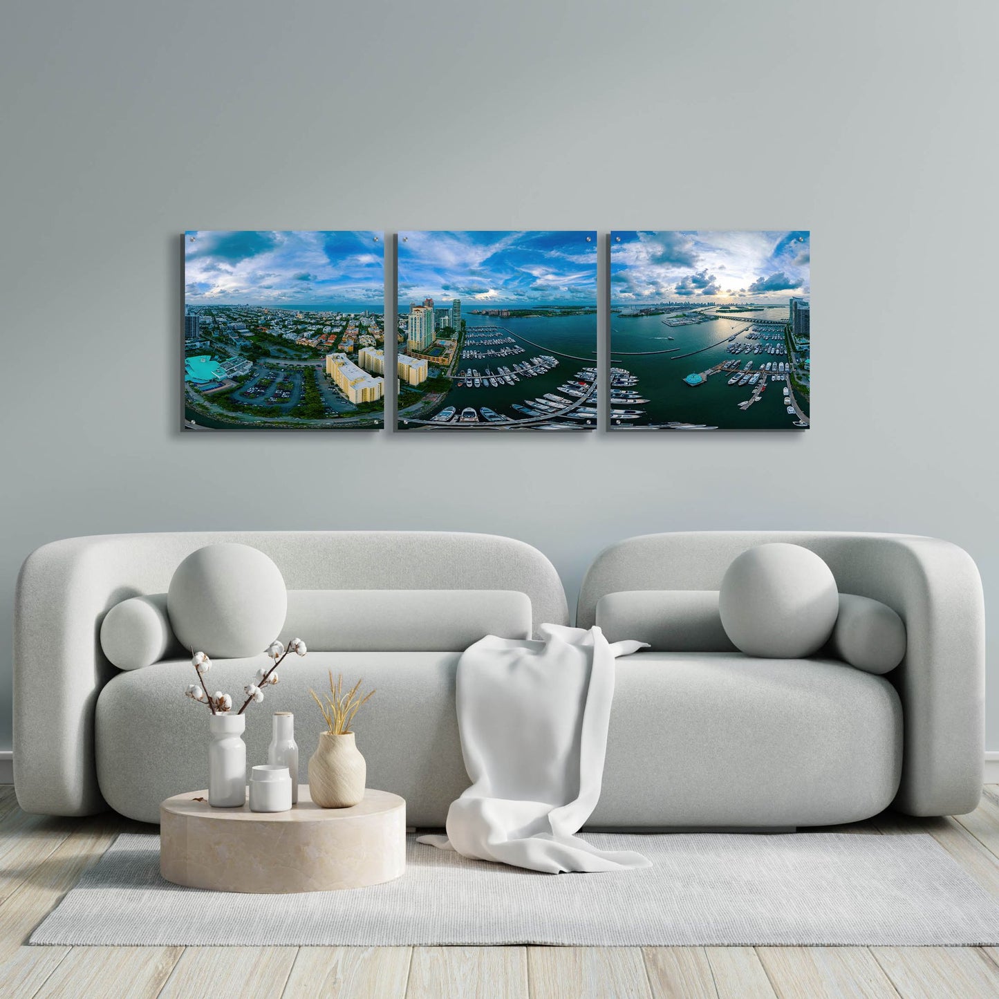 Epic Art 'Miami' by Epic Portfolio, Acrylic Glass Wall Art, 3 Piece Set,72x24