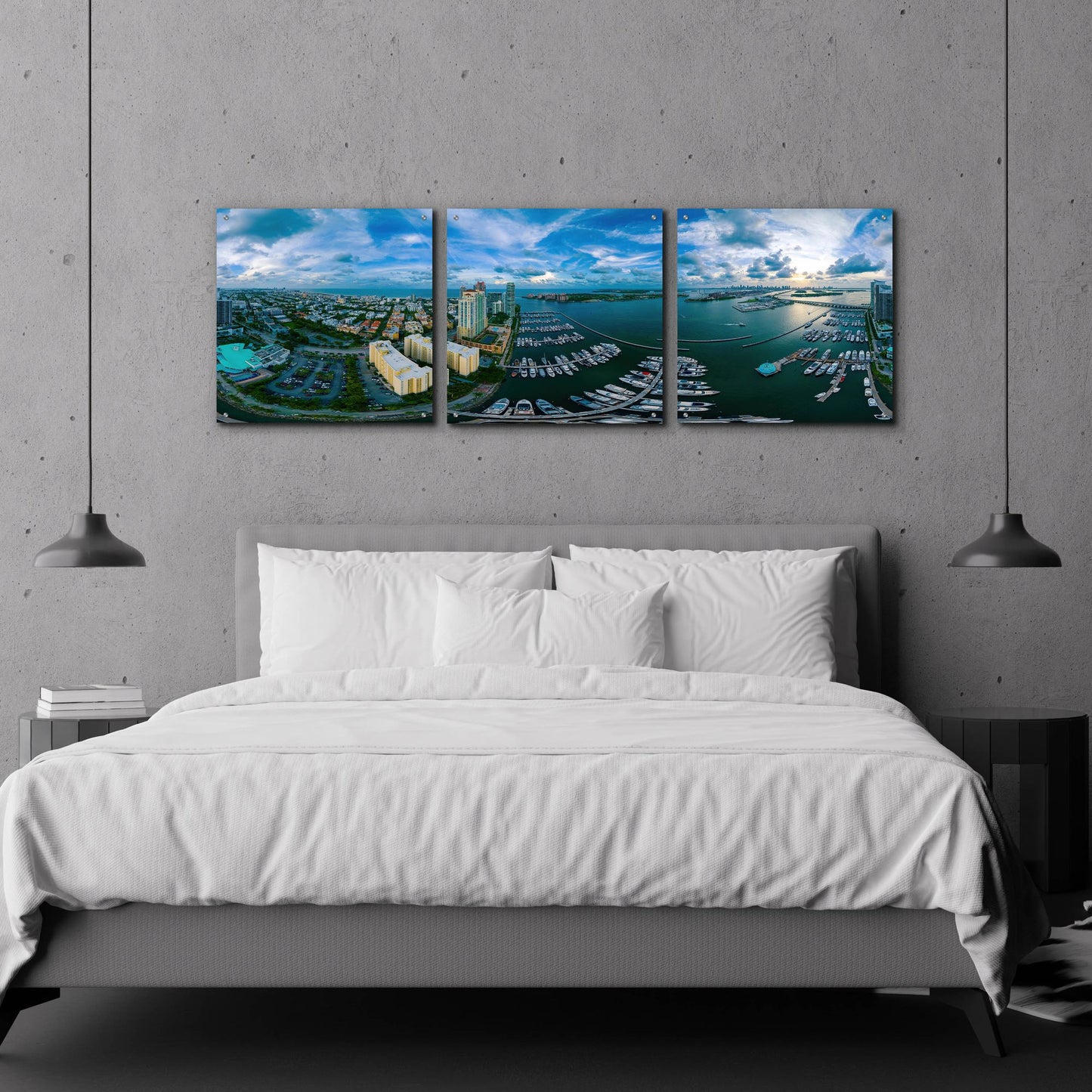 Epic Art 'Miami' by Epic Portfolio, Acrylic Glass Wall Art, 3 Piece Set,72x24