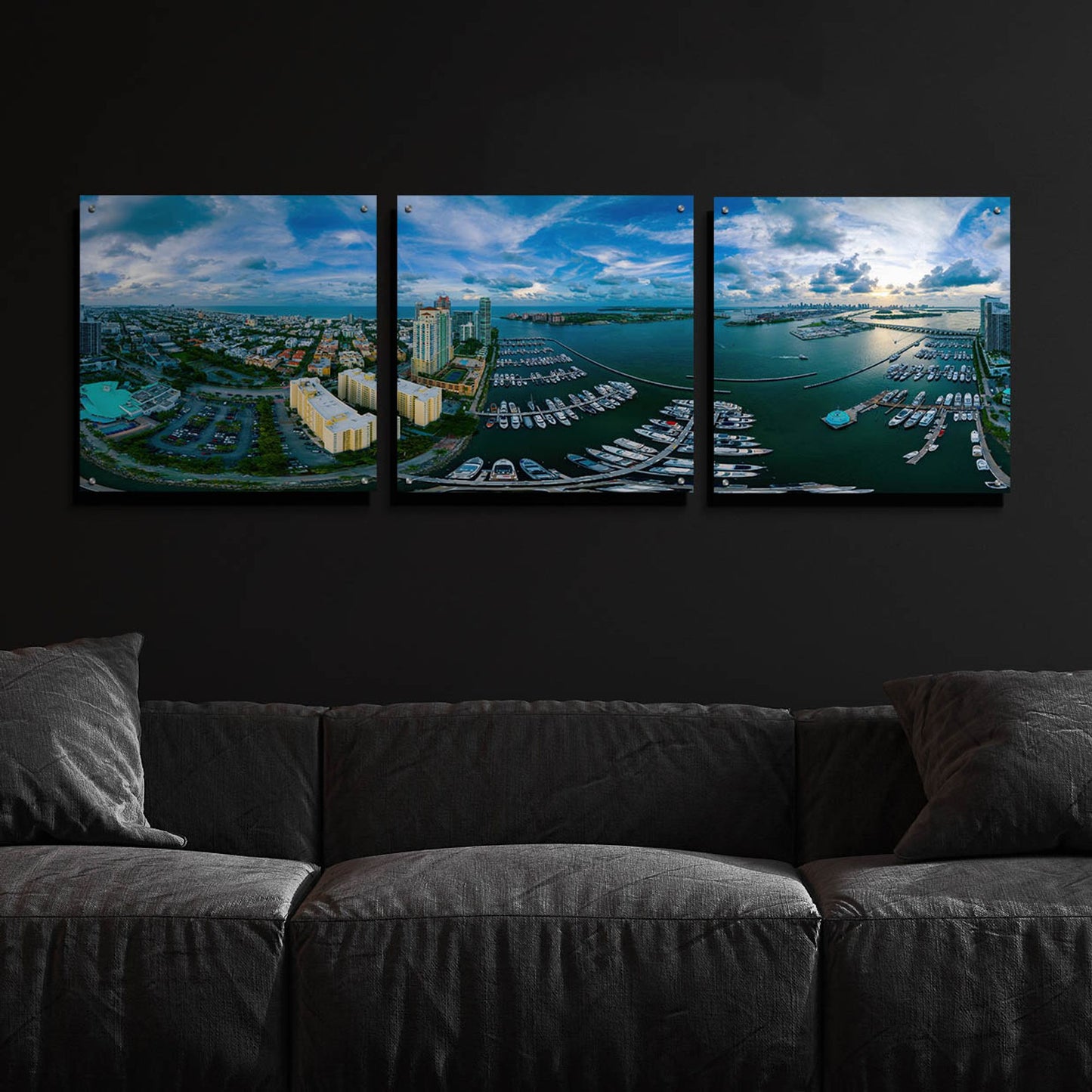 Epic Art 'Miami' by Epic Portfolio, Acrylic Glass Wall Art, 3 Piece Set,72x24