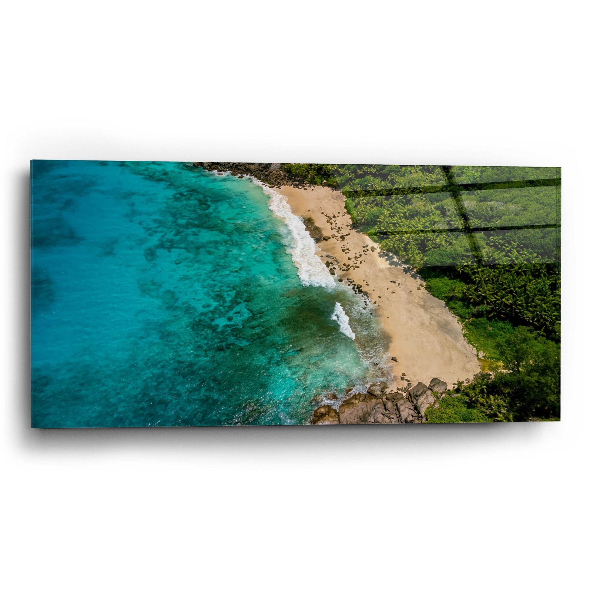 Epic Art 'Seychelles Beach' by Epic Portfolio, Acrylic Glass Wall Art,24x12