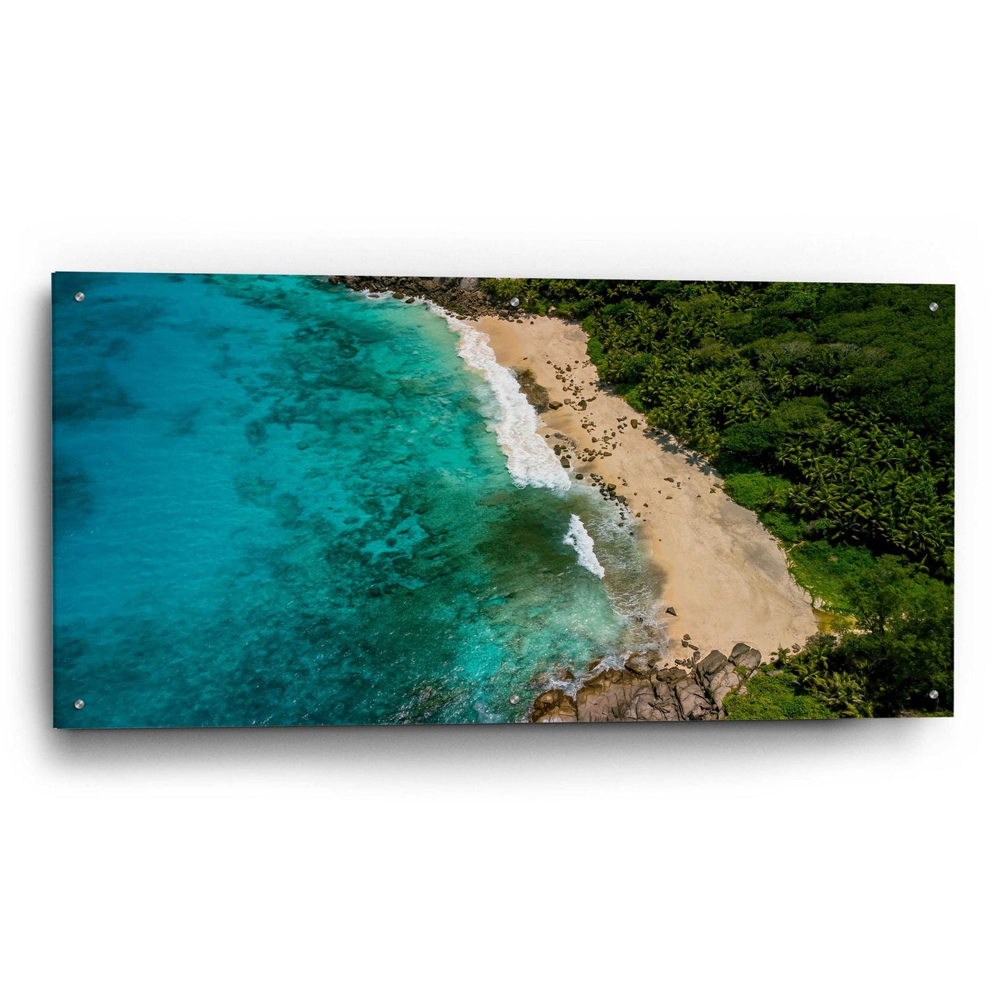 Epic Art 'Seychelles Beach' by Epic Portfolio, Acrylic Glass Wall Art,48x24