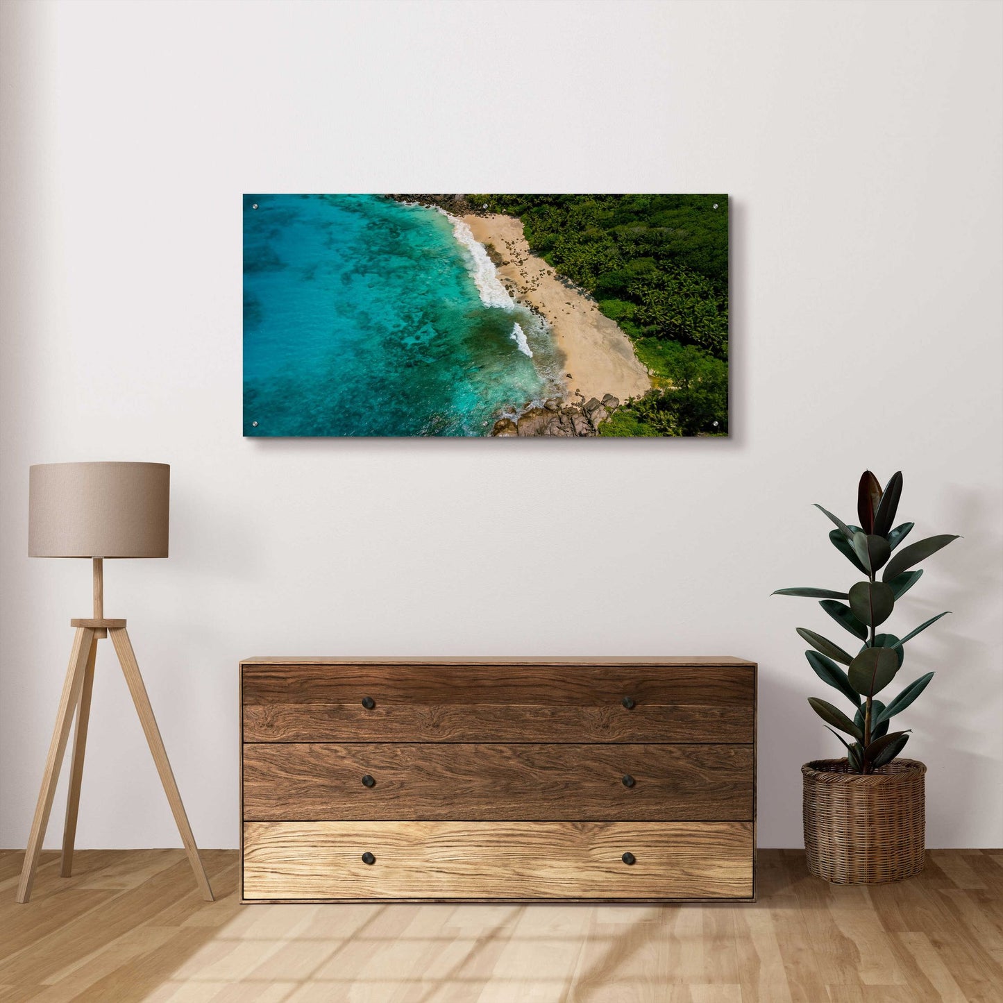 Epic Art 'Seychelles Beach' by Epic Portfolio, Acrylic Glass Wall Art,48x24