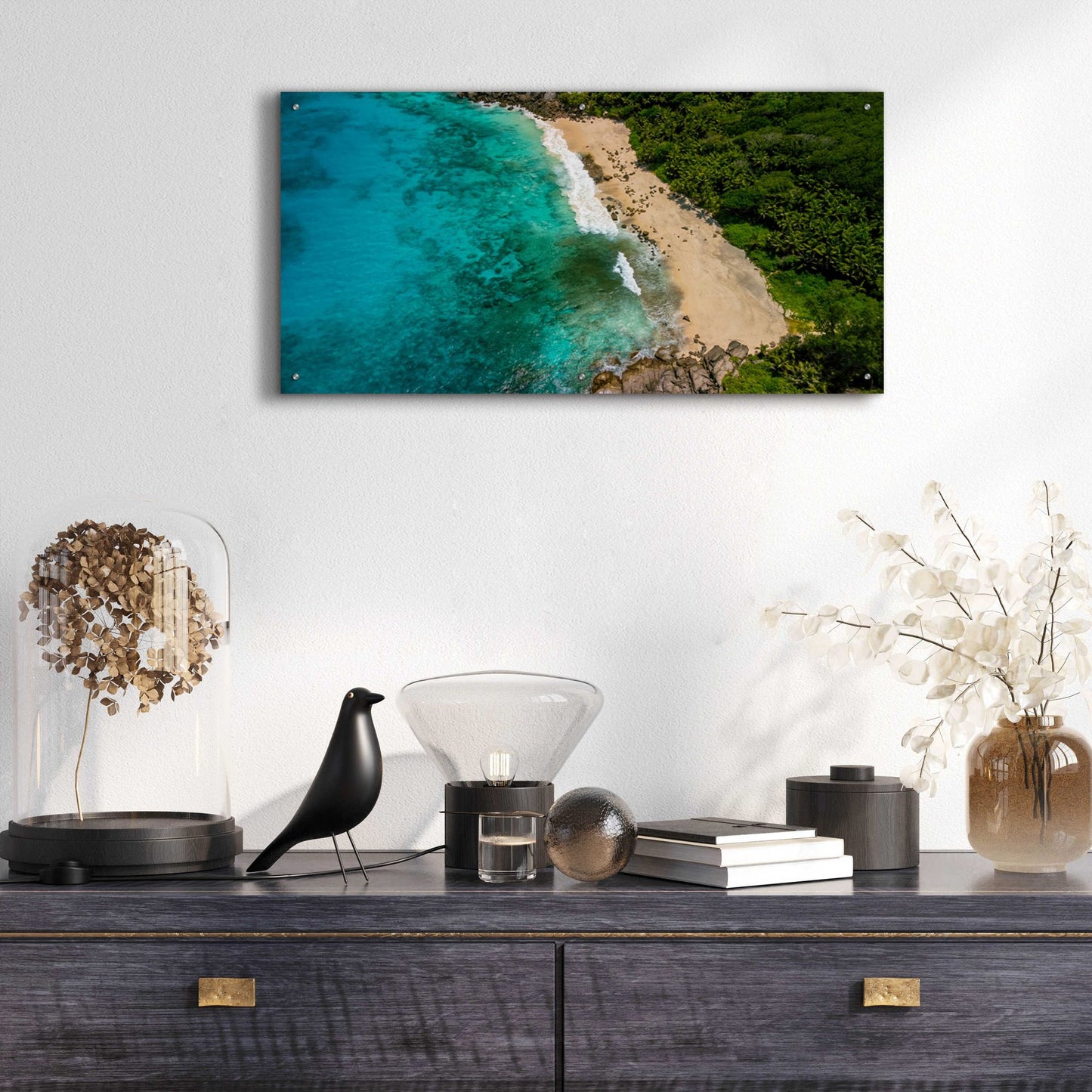 Epic Art 'Seychelles Beach' by Epic Portfolio, Acrylic Glass Wall Art,48x24