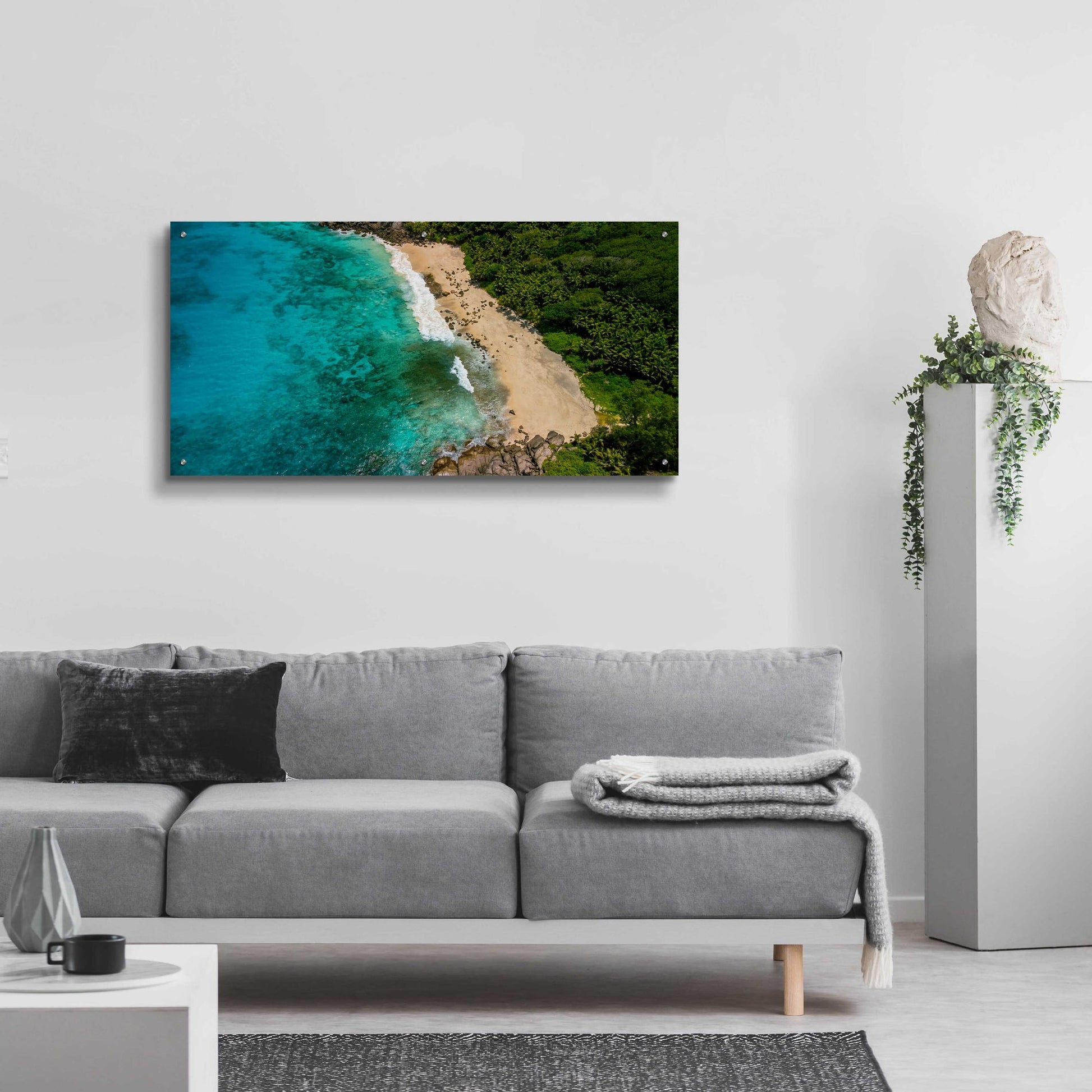 Epic Art 'Seychelles Beach' by Epic Portfolio, Acrylic Glass Wall Art,48x24