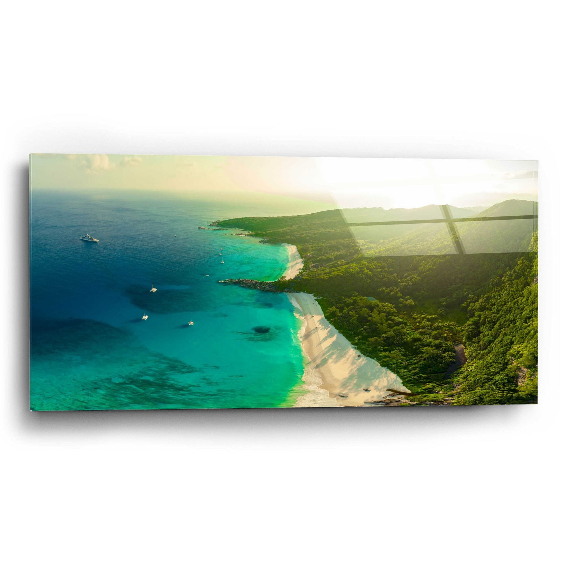 Epic Art 'Seychelles Beach 2' by Epic Portfolio, Acrylic Glass Wall Art,24x12