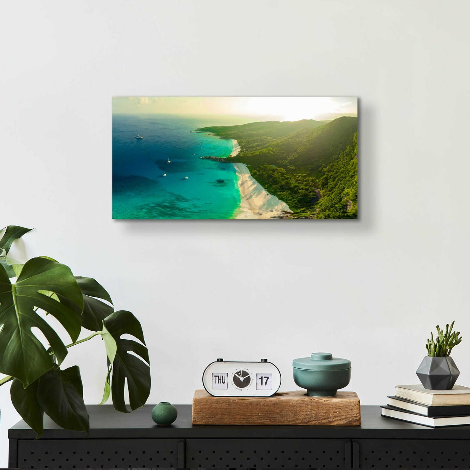 Epic Art 'Seychelles Beach 2' by Epic Portfolio, Acrylic Glass Wall Art,24x12